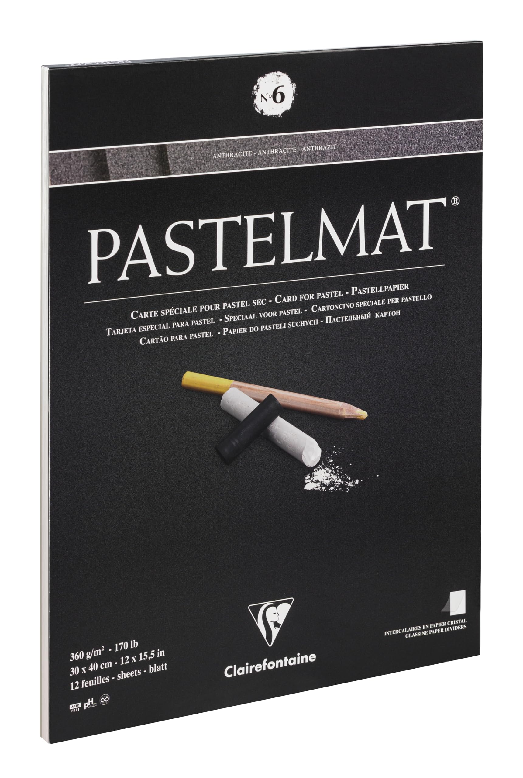 Clairefontaine : No.6 : Pastelmat Pad : 360gsm : 30x40cm (Apx.12x16in) : 12 S...