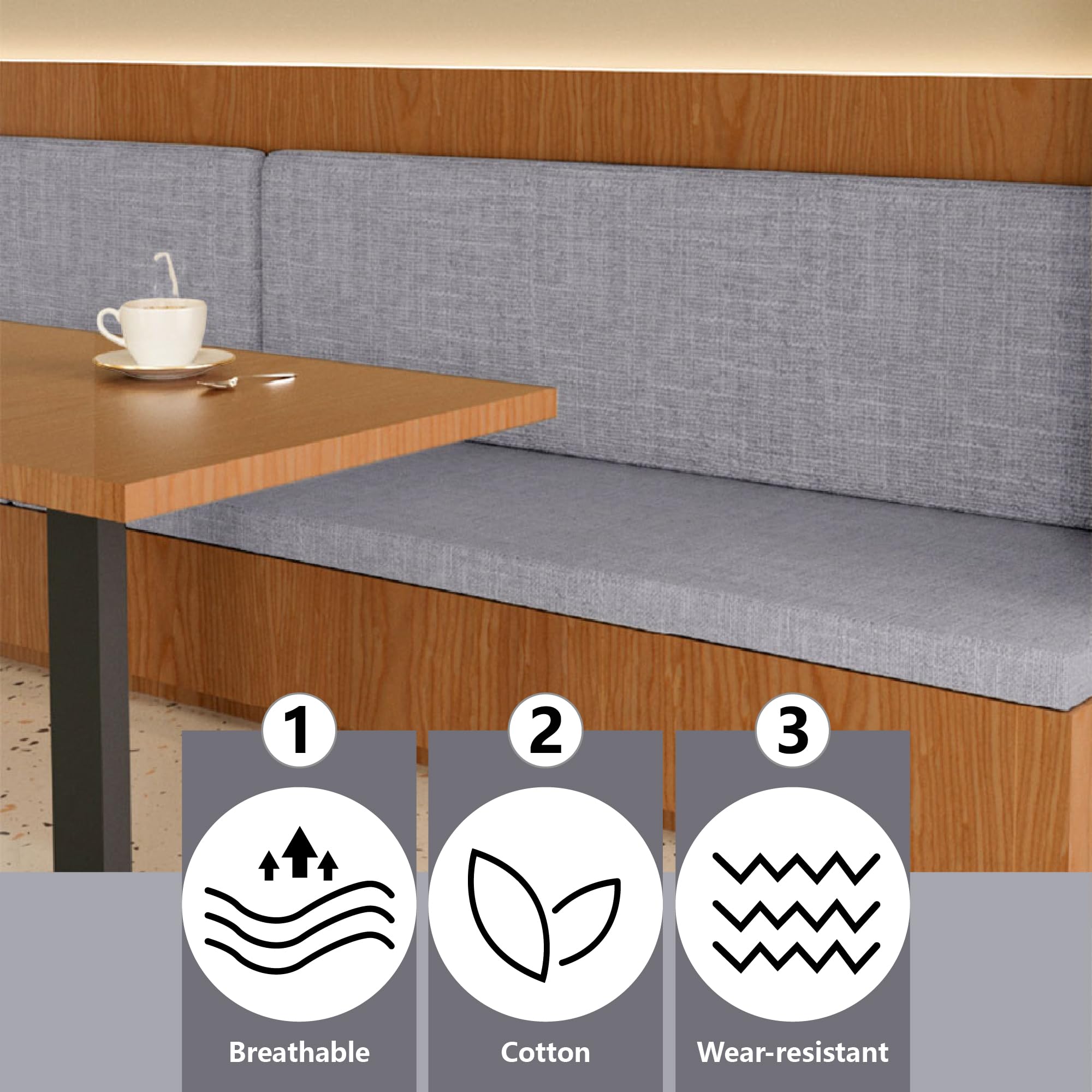 Coussin de Banc sur Mesure 50 x 126 cm Fond Antidérapant Coussin de Banc Plusieures Tailles et Couleurs à Choisir pour de Terrasse Balcon Banquette, Gris Clair