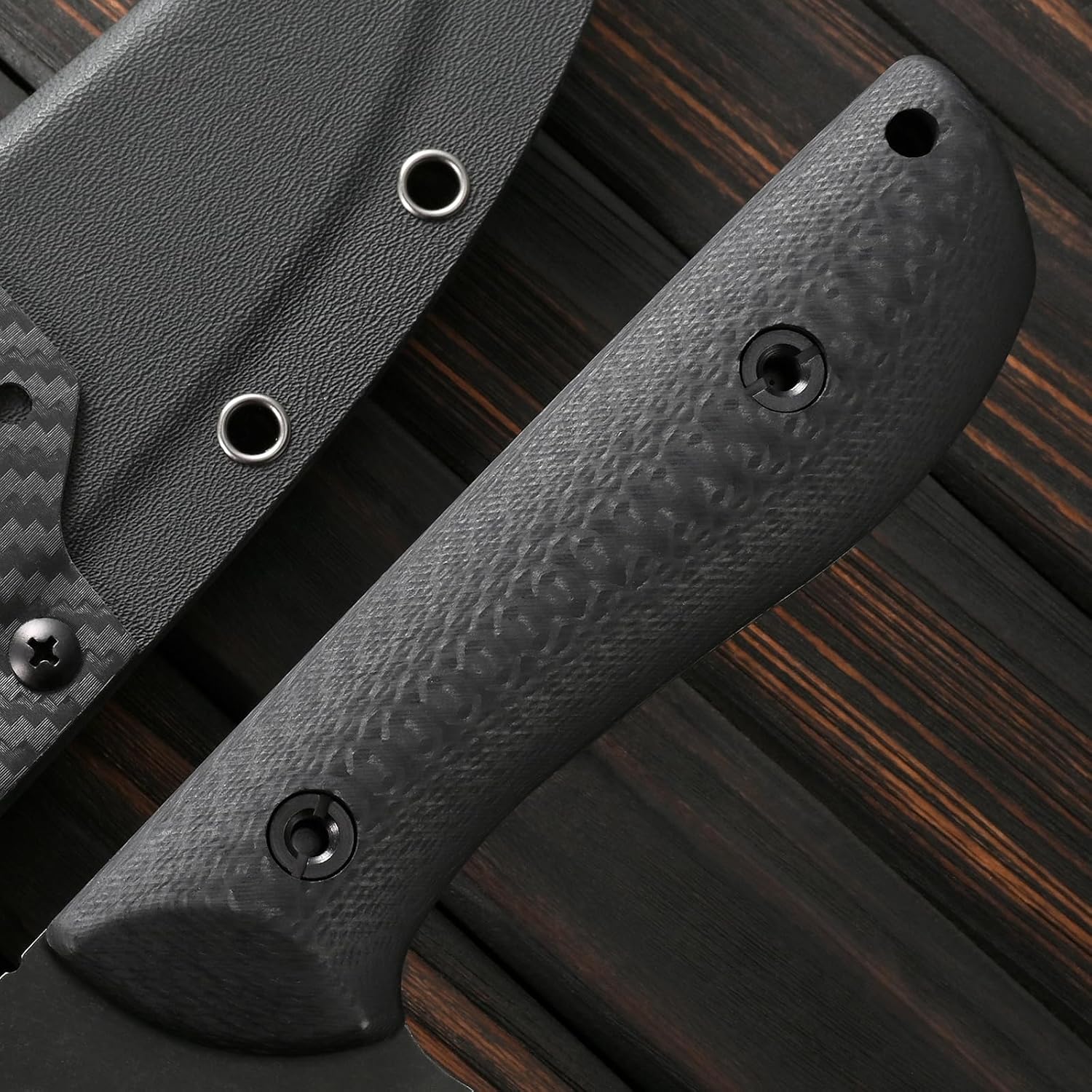 Sitivien ST33 Fixed Blade Knife Black Stonewashed VG10 Steel Blade Carbon Fiber Handle Full Tang Knife for Outdoor Survival Camping Hunting Fishing (Black)