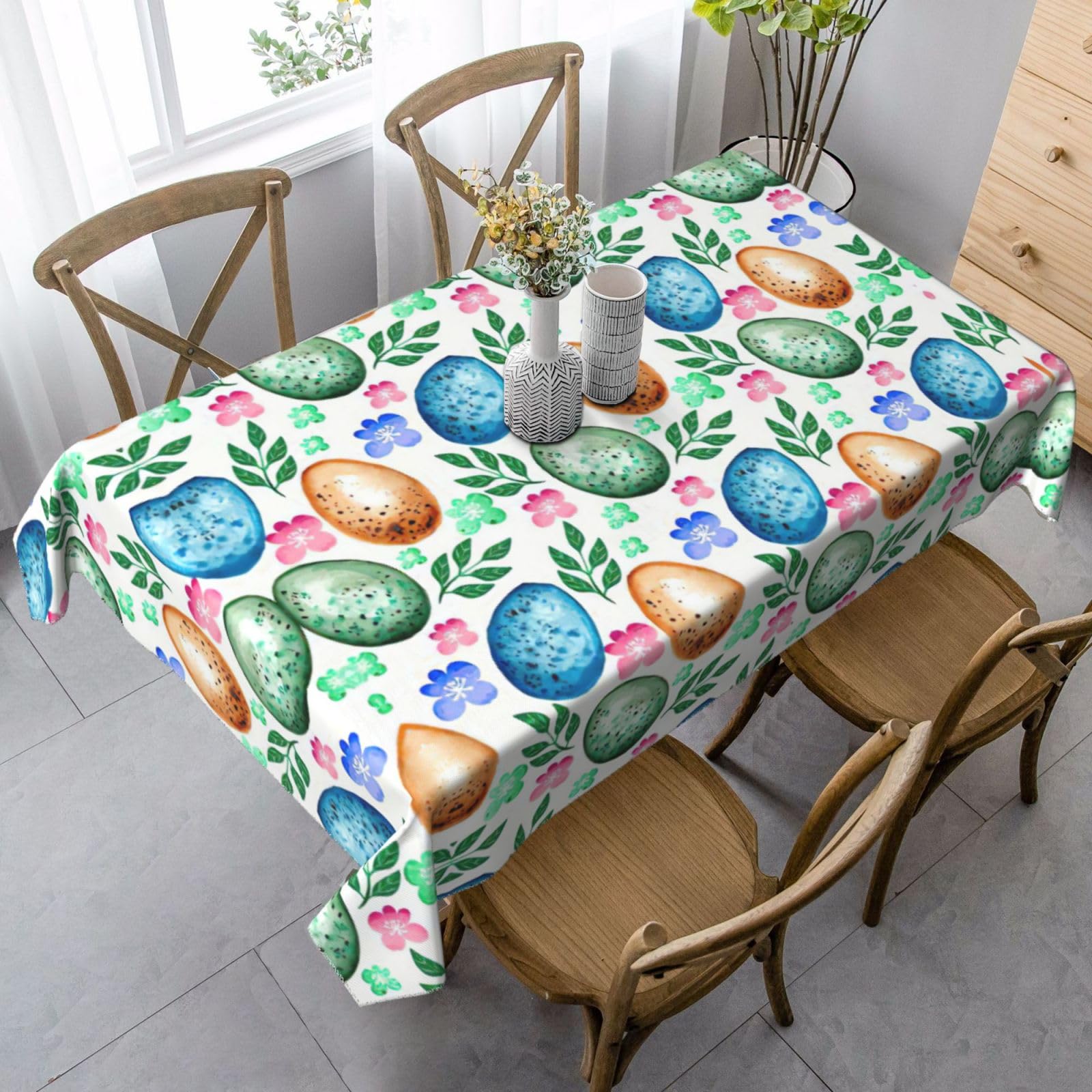 Mantel francés con estampado de huevos de Pascua para mesas rectangulares, mantel para comedor, Acción de Gracias, decoración de cocina