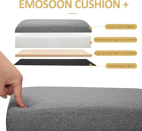 Miniatura 3 de Otomana alta con tela plegable de almacenamiento, muebles otomanos pequeños y plegables con asas, tapa para reposapiés, taburete de lino gris 16.5 x