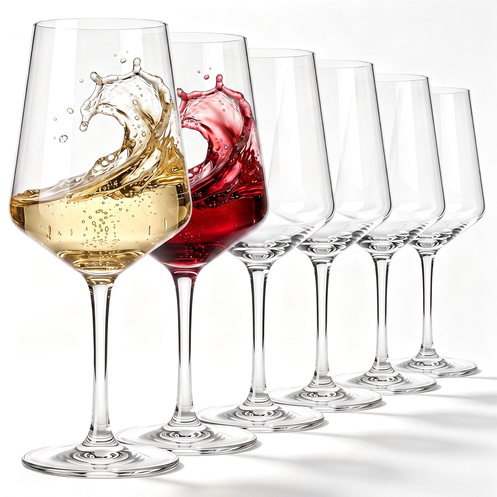 Set of 6 Unbreakable Acrylic Wine Glasses, 19 oz Clear Reusable