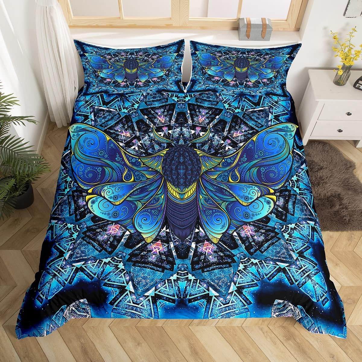 Parure de Lit Papillon Respirante 160x200 avec Fermeture Éclair Pratique