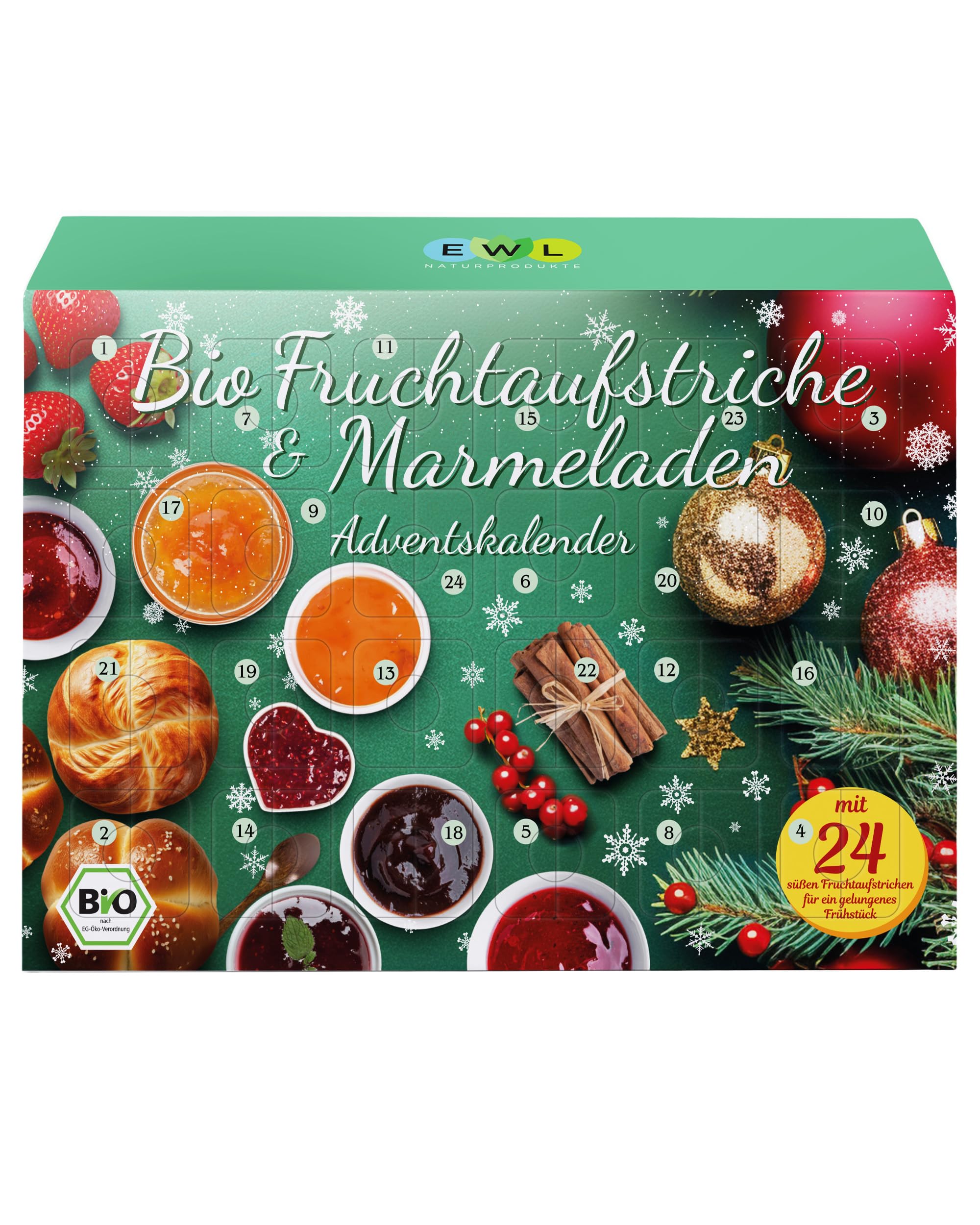 EWL BIO Adventskalender 2026 | Frühstücksgläschen Marmeladen & Konfitüren