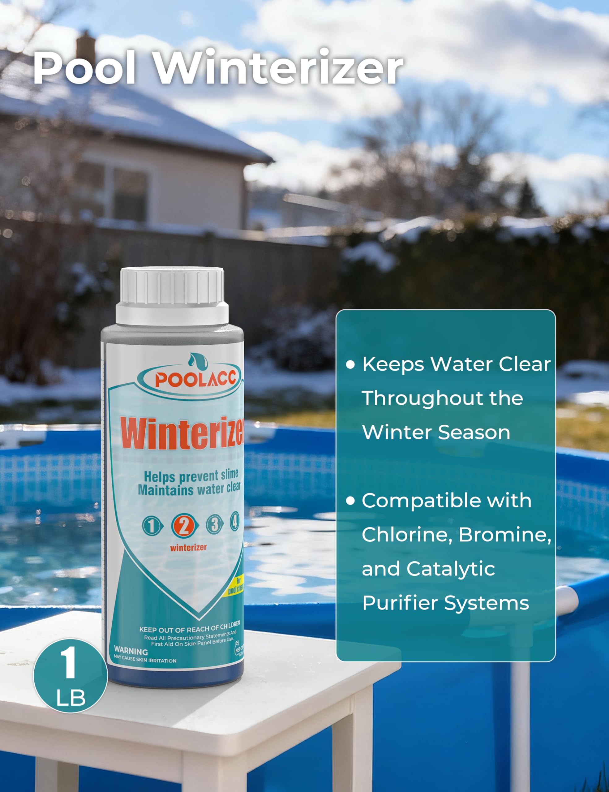 POOLACC Kit de cierre de alberca de invierno todo en uno, maneja hasta 7,500 galones para piscinas elevadas y enterradas, kit de preparación para el invierno de piscina 4 en 1 con múltiples accesorios