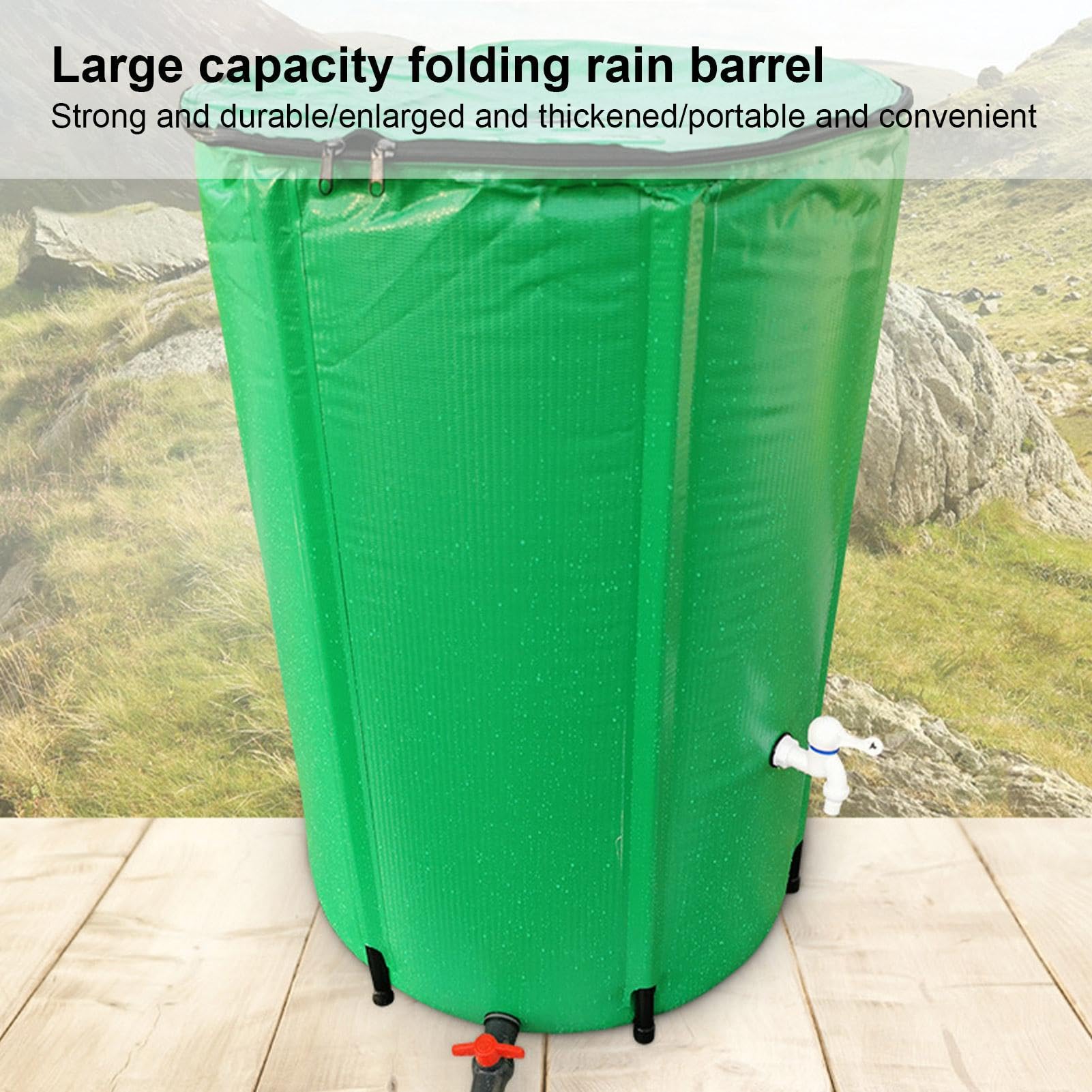 Barril de recolección de Agua de Lluvia,Barril de Lluvia portátil Tanque de | Depósito de agua de lluvia plegable para riego de jardines, mantenimiento de césped,