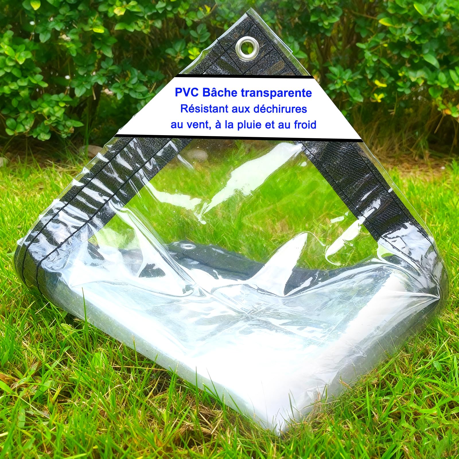 Bâche en Plastique imperméable de PVC de Transparente avec des Oeillets, des couvertures de Feuille d'usine de Fleur Anti-Pluie, 400g / m² (Size : 2m×4m)