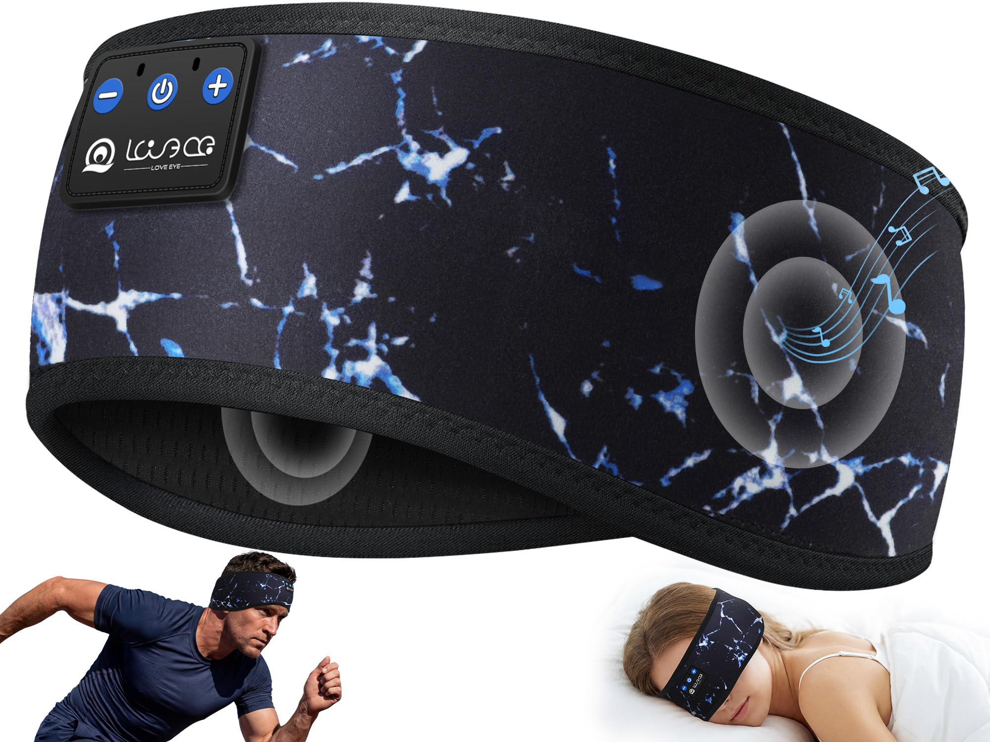 LOVE EYE Bluetooth 5.4 Schlafkopfhörer Stirnband, atmungsaktives kabelloses Kopfband mit ultradünnen Lautsprechern & HiFi-Sound für Laufen, Yoga, Reisen, Tech-Geschenke für Männer und Frauen