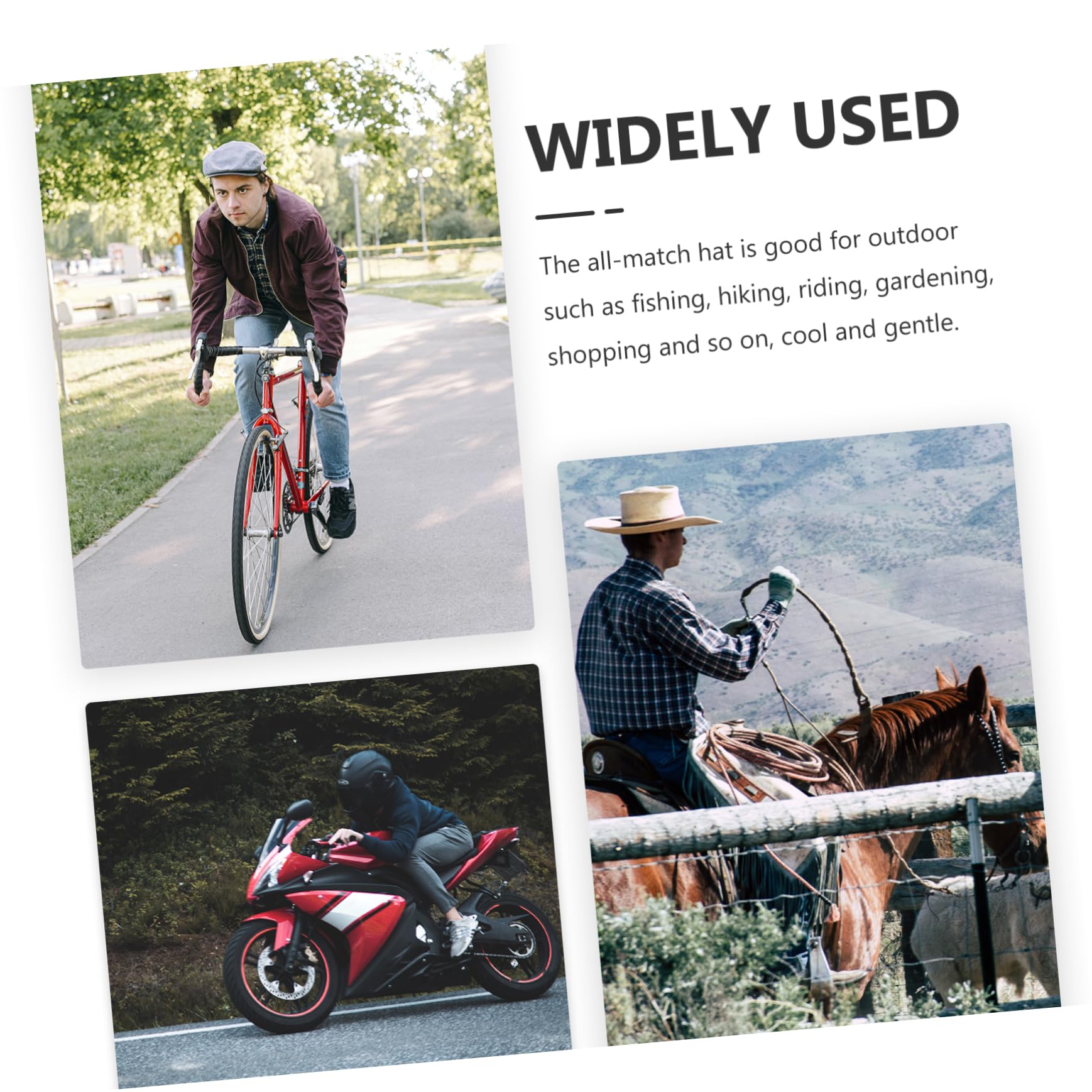 POPETPOP Unisex Sports Hat 3pcs Summer Sunscreen Straw Wide Brim Hat for Cycling