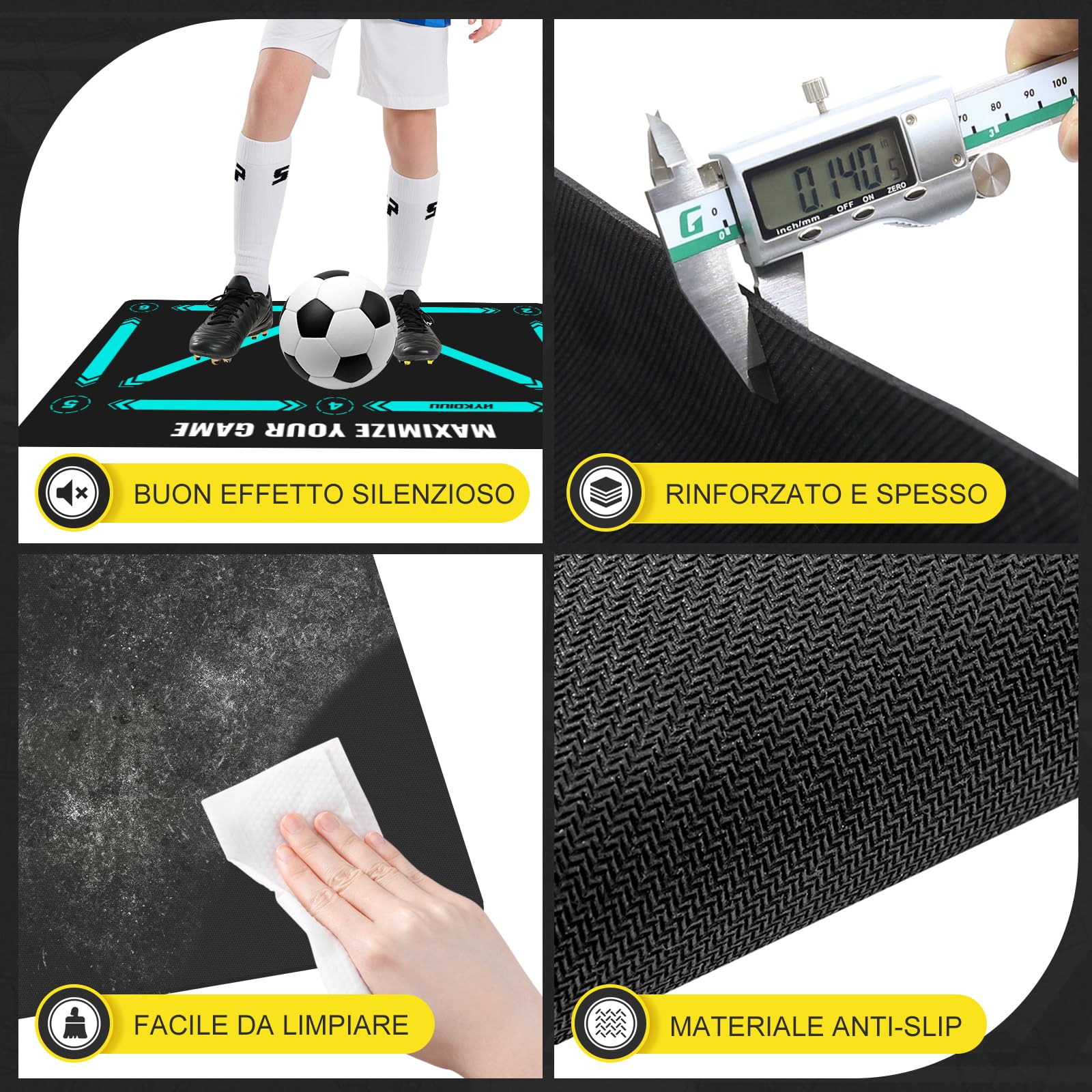 Tappeto Calcio Allenamento Con Video di Allenamento, Calzini Antiscivolo Tappetino Per Agilità Accessorio Per L'Allenamento Del Calcio Tappetin Da 60 X 90 Cm Regalo Per Il Calcio Per Bambini