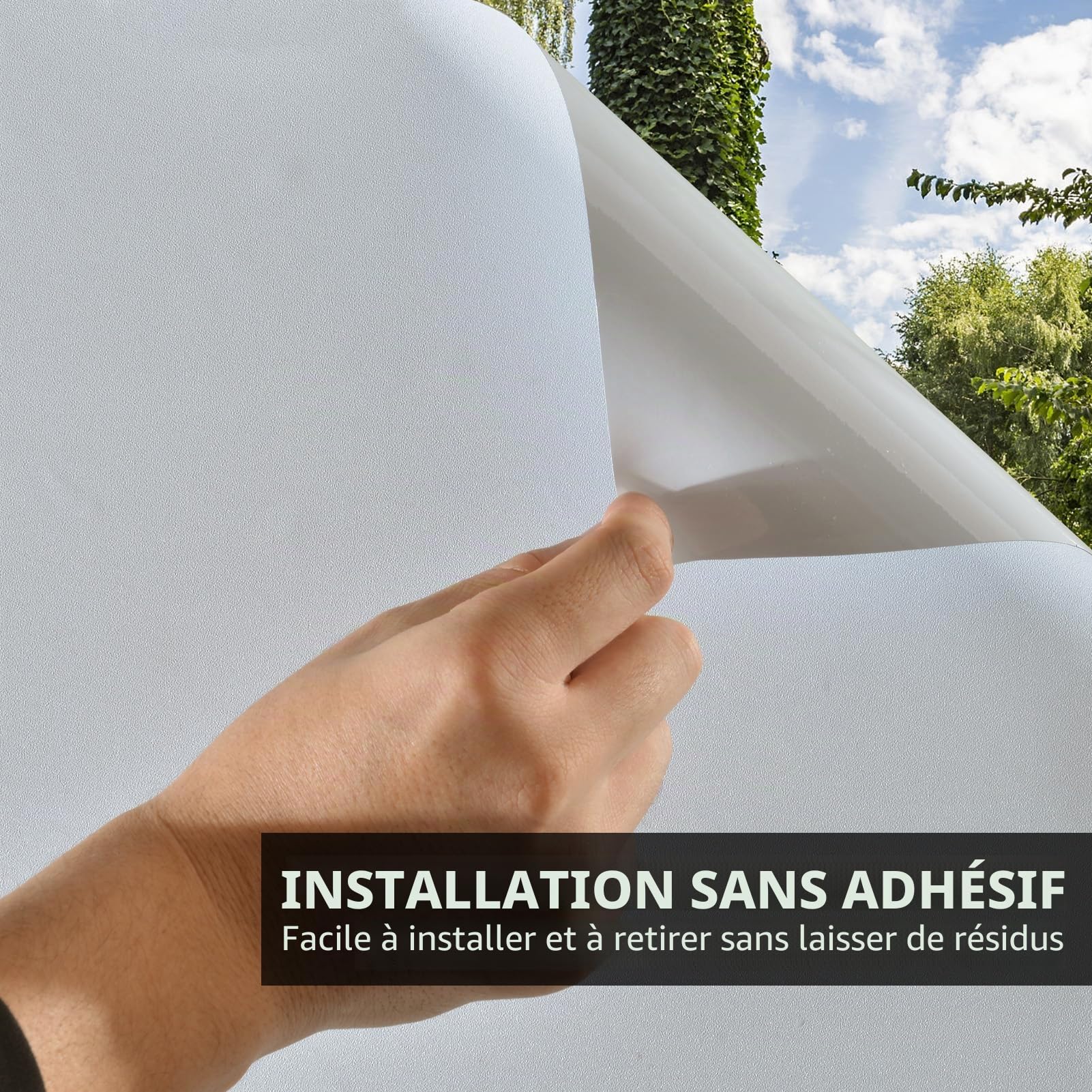 Film Opaque Blanc pour Vitre, Film Fenêtre Anti Regard, 90x200cm | Film Électrostatique Occultant, Autocollant, Opacifiant Vitrage Intimité, Film Repositionnable pour Chambre, Salon, Cuisine