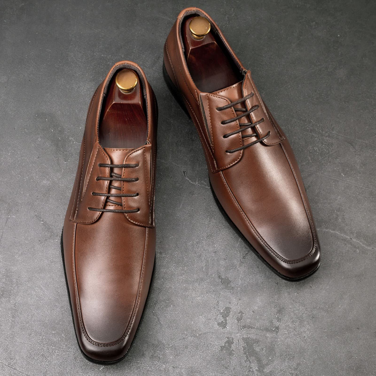 Chaussures de costume pour homme en cuir synthétique - Chaussures basses - Chaussures d'affaires - Chaussures en cuir - Chaussures basses à lacets - Chaussures de mariage - Chaussures de loisirs -