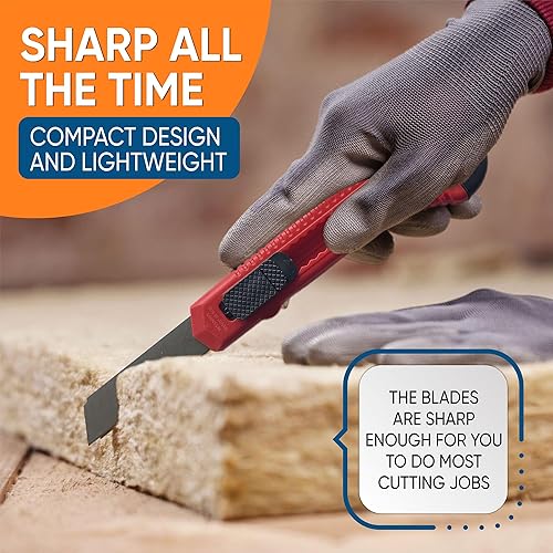 Miniatura 4 de Cuchillos utilitarios a granel, cortador de caja retráctil para cajas de cartón, cartón y cajas, hoja afilada de 0.709 in más ancha, mecanismo