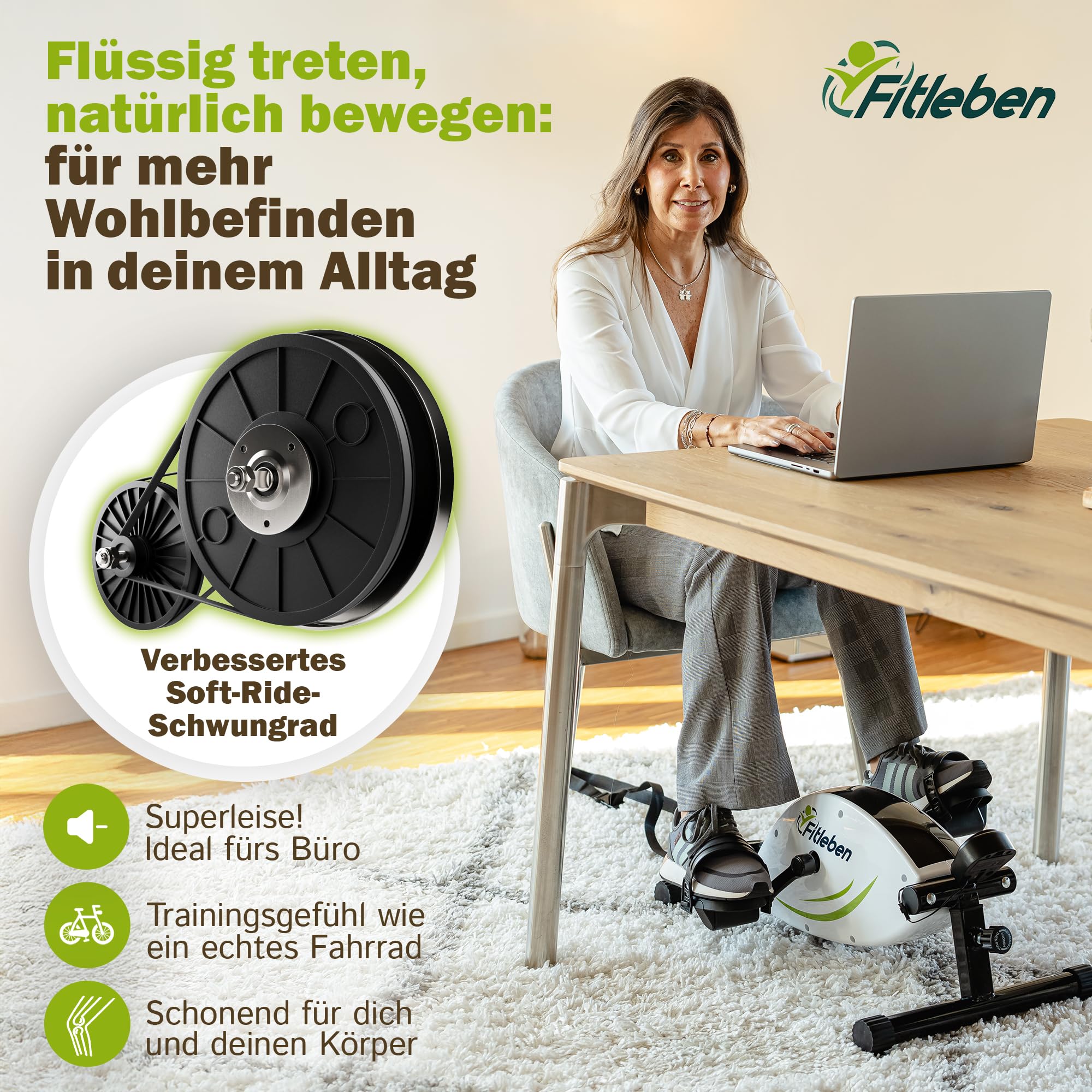Wohltritt Pedaltrainer für Senioren höhenverstellbarer Heimtrainer gelenkschonender Armtrainer Beintrainer Tischfahrrad Deskbike