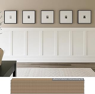 Board and Batten Wall Molding Kit – Paintable MDF DIY Trim for Accent Walls, Shaker Style Wainscoting (Not Full Wall Panels)