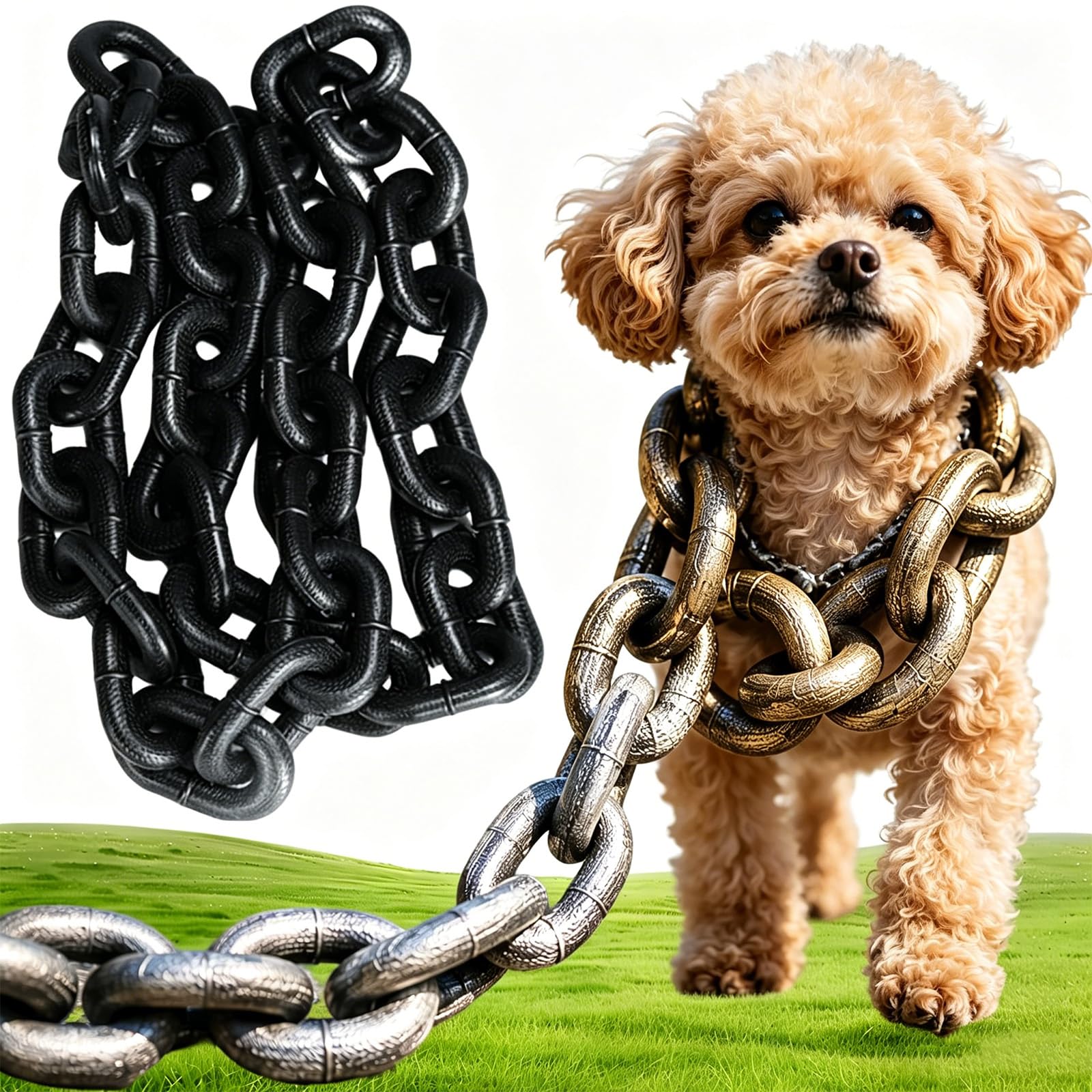 Iron Paw Lead, Dog Rocks, Simulated Plastic Thick Dog Chain, Looks Strong and Heavy, for Small Dog and Cat Photo Props (A-1.5M/59IN)