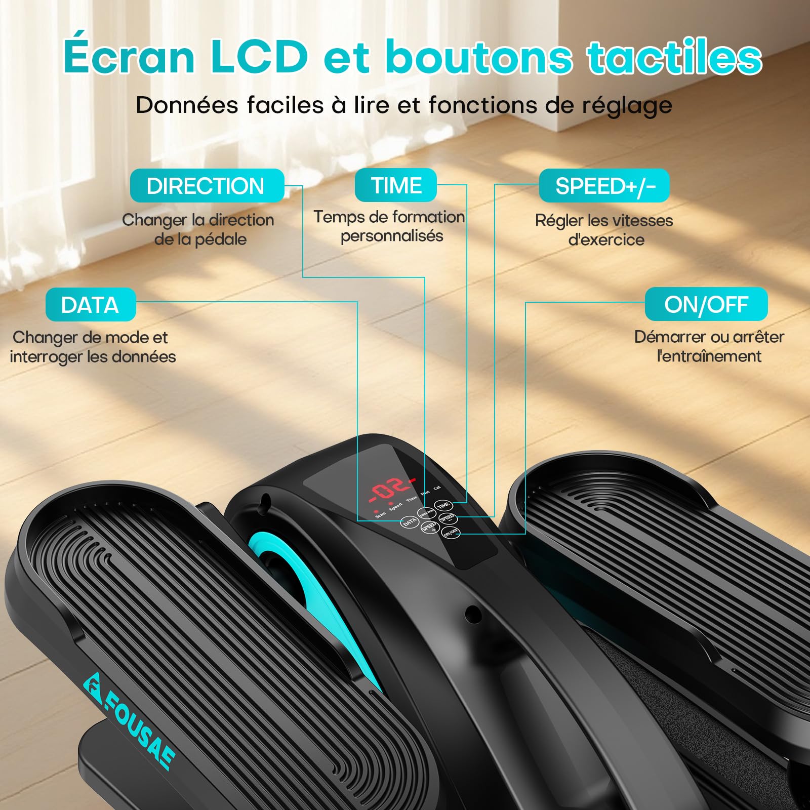 Velo Elliptique, Mini Vélo Elliptique Électrique pour la Maison 2 en 1 avec 15 Vitesses Réglables et 3 Modes Automatiques, Exerciseur de Pédales pour Seniors et Adultes avec Télécommande