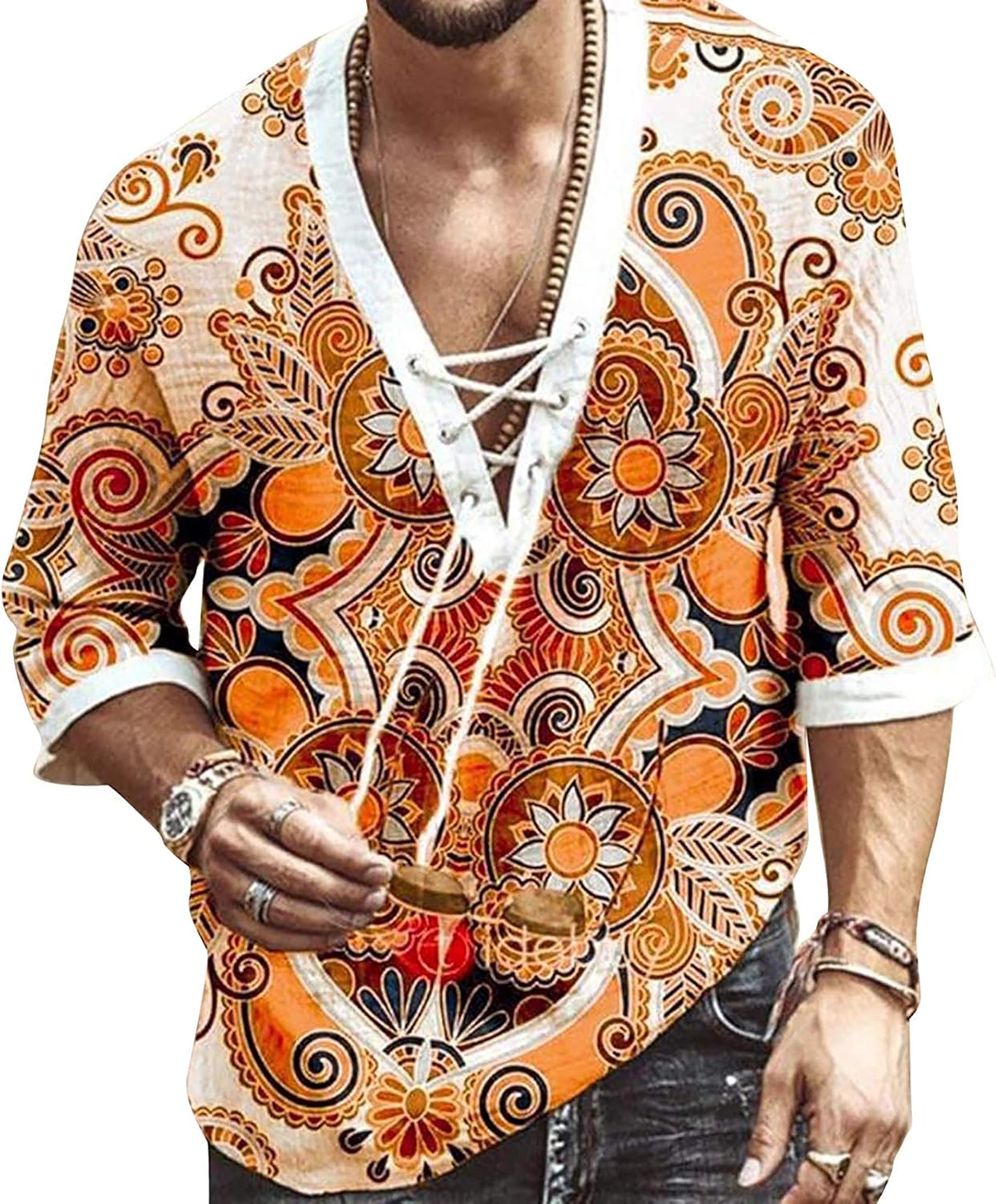 Tシャツ・カットソー Garments Draw String V Neck Nylon T Shirt (2color) Men's V-Neck T-Shirt Drawstring Printing Short Sleeve Shirt