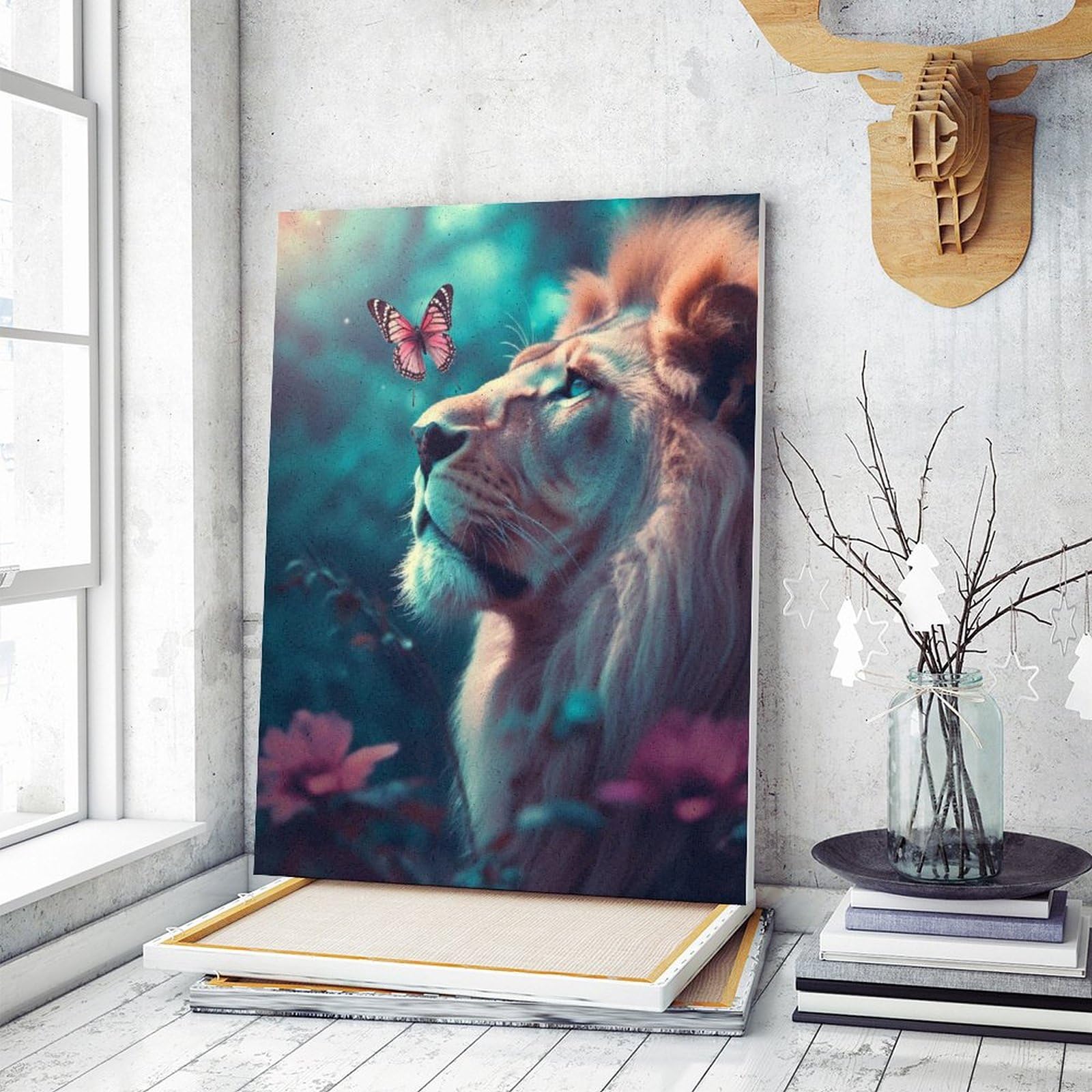 ライオンの大家族 ライオンを愛する 油絵 パステル 肖像画 動物アート