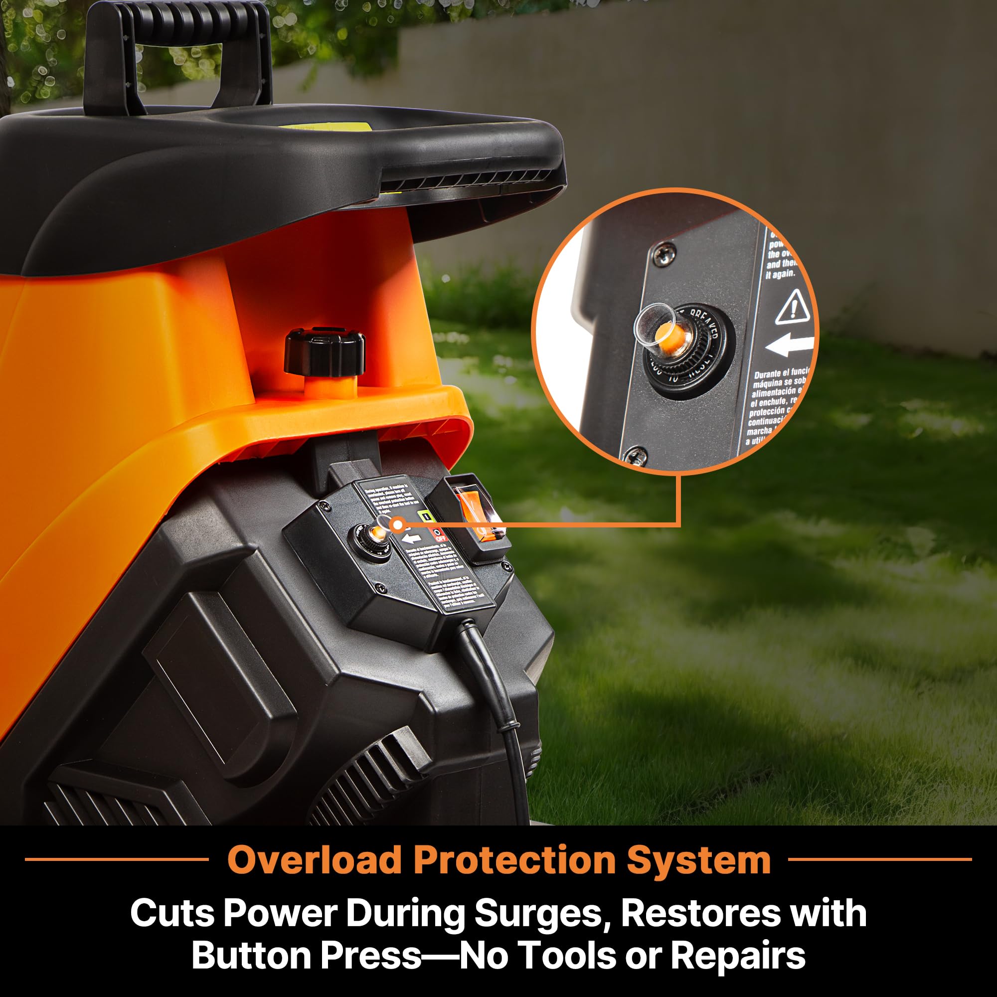 LawnMaster Trituradora eléctrica de Madera de 15 amperios con contenedor de Recogida - FD1504
