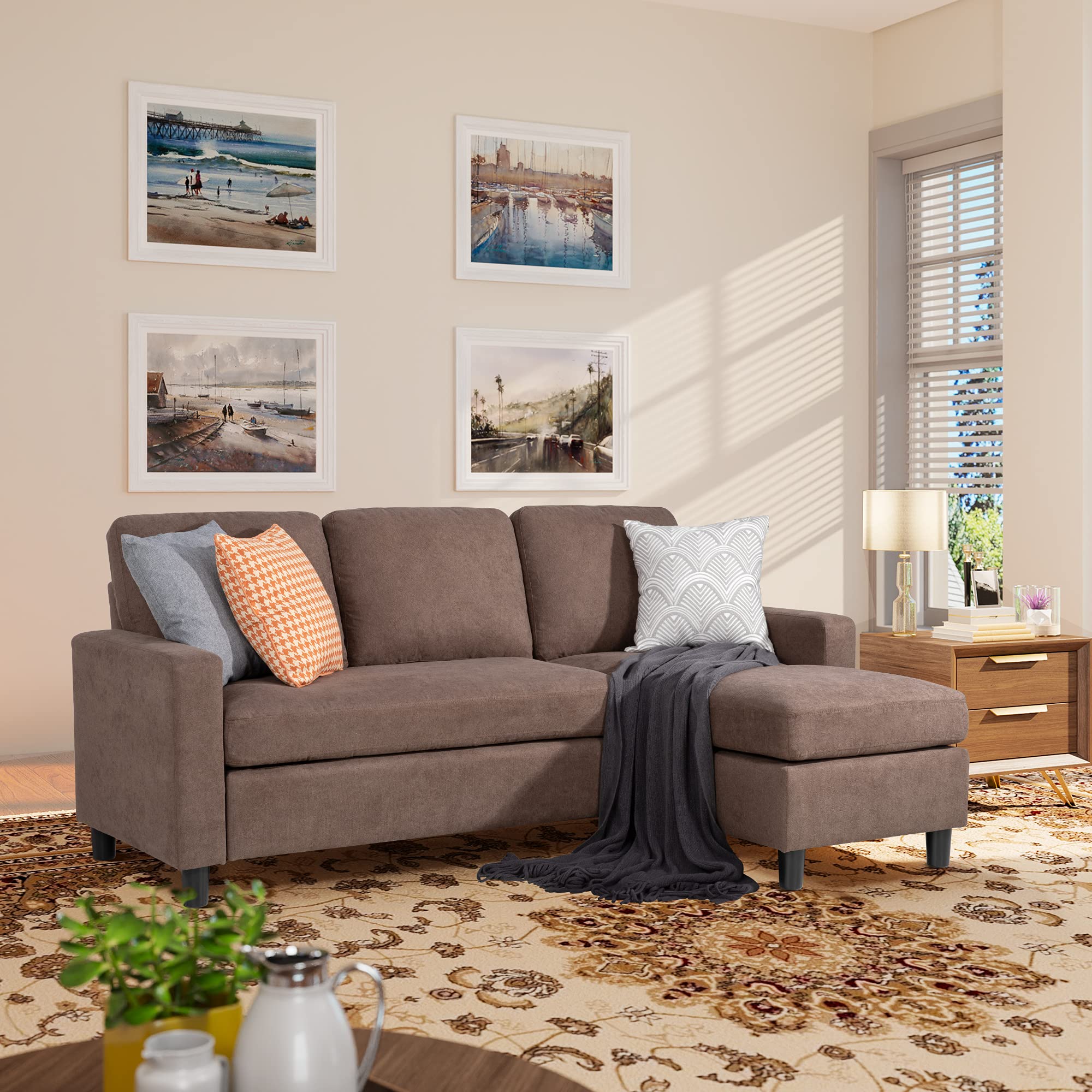 JAMFLY 78'' Convertible Sectional Sofa Couch, 3seat LShaped Wide