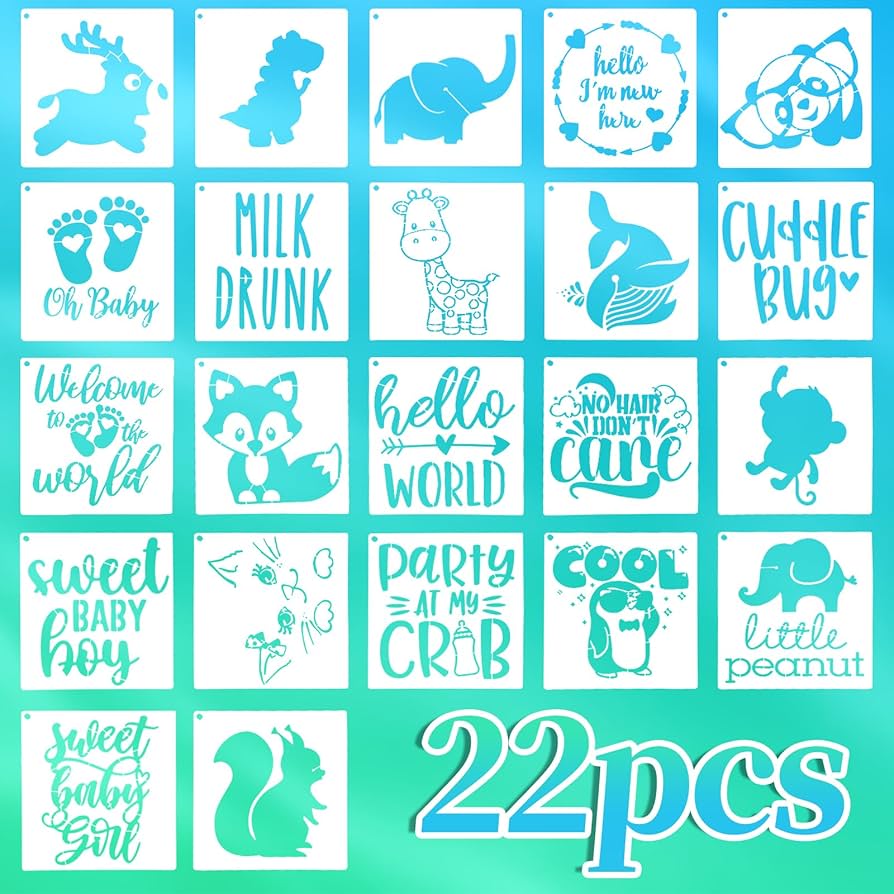 SOOR PLOOM Onesie，Stencil Plint　18M　新品 Amazon.com : LLMSIX 22 Pieces Baby Shower Stencils for