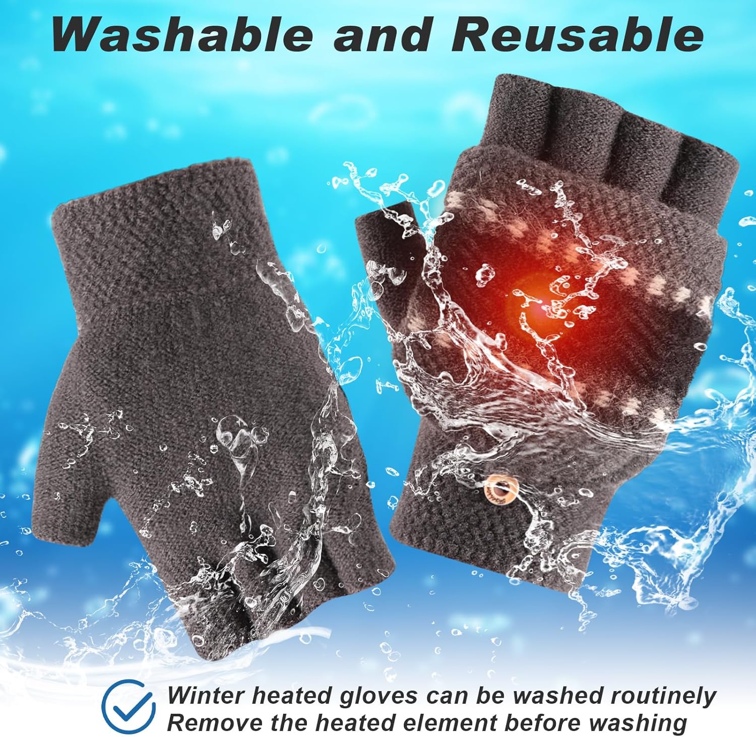4 Pairs USB Heated Gloves and Knitted Gloves Set for Men Women Half and Full Hands Knitting Warmer Mittens for Typing Camping Indoor Outdoor - Image 6
