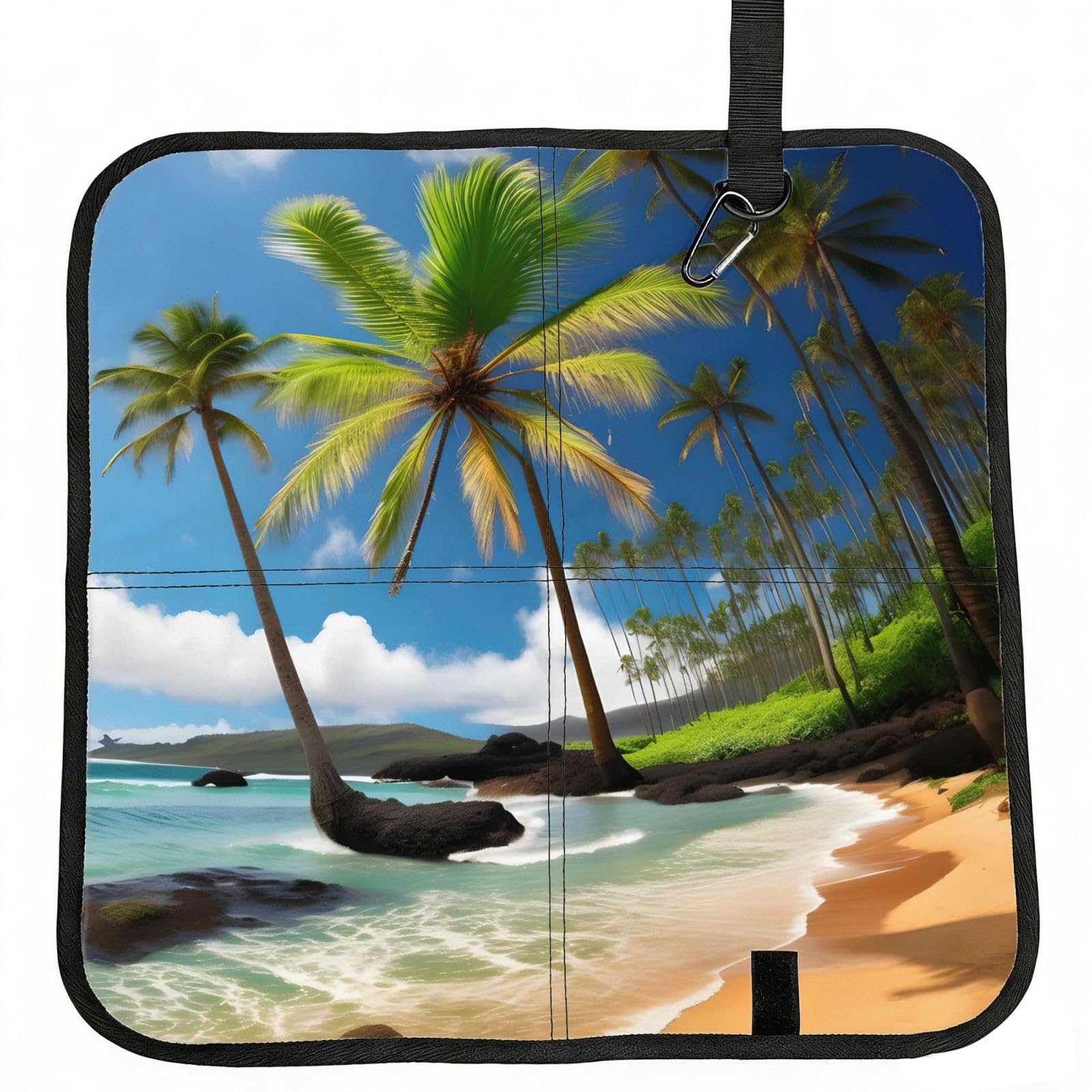 NImongt Tropical Palm Tree Hawaii Beach Print Portable Chair Pad Foldable Seat Cushion Outdoor Seating Office Picnic Camping
