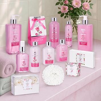 BRUBAKER Cosmetics 'Classic Rose' 17-Pieces Bath Set in Vintage Gift Box