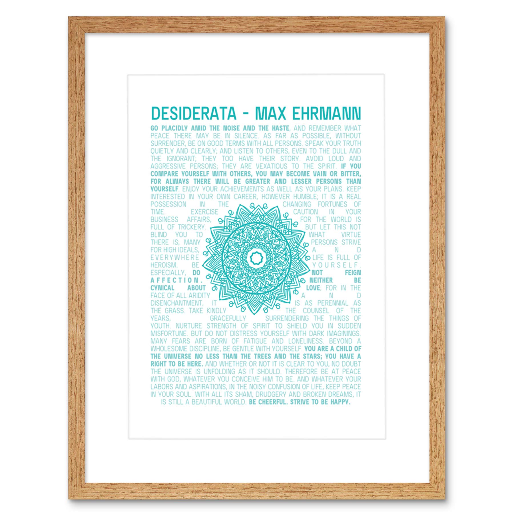Desiderata Mandala Ehrmann Typography Framed Wall Art Print