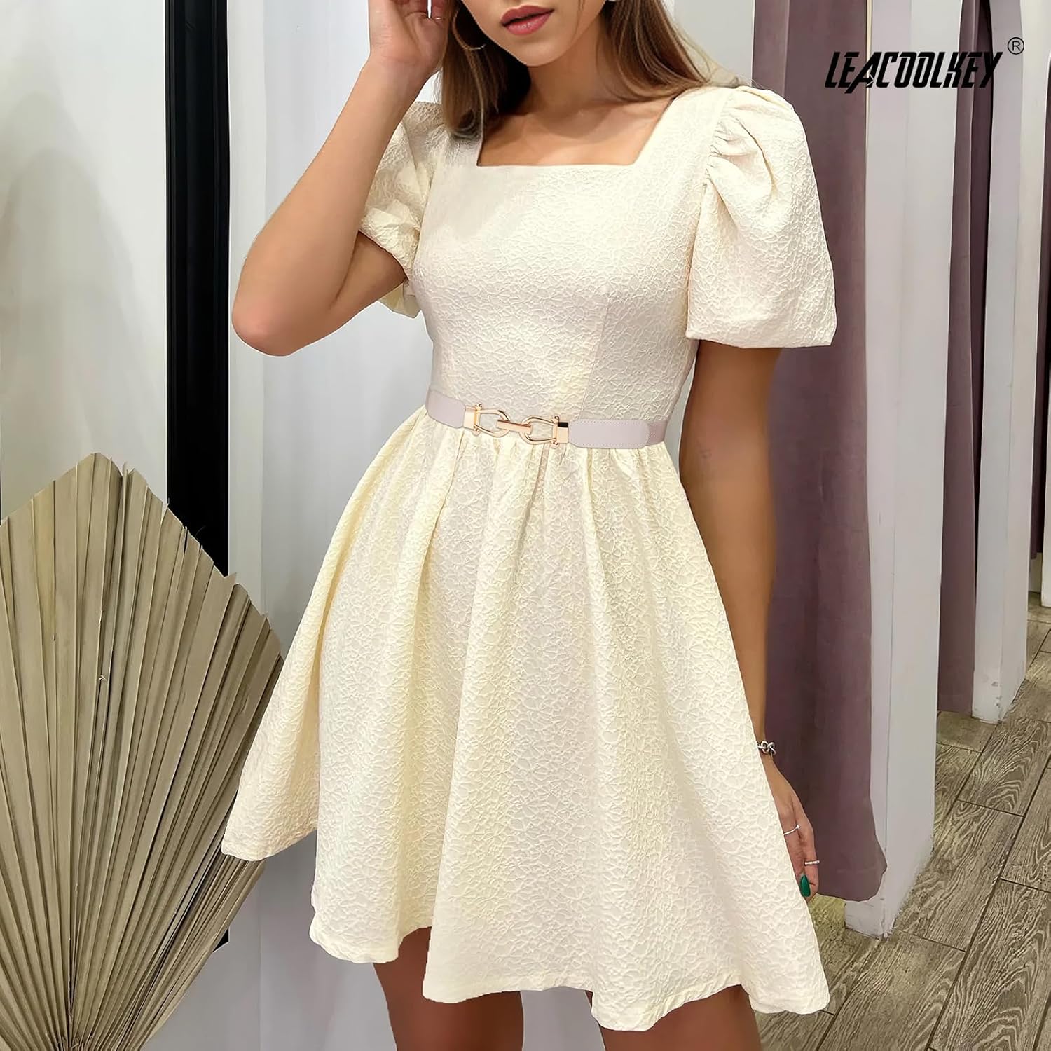 LEACOOLKEY 2 Pack Women Skinny Stretch Belts for Dress Ladies Elastic Thin Waist Belt with Gold Buckle - Image 3