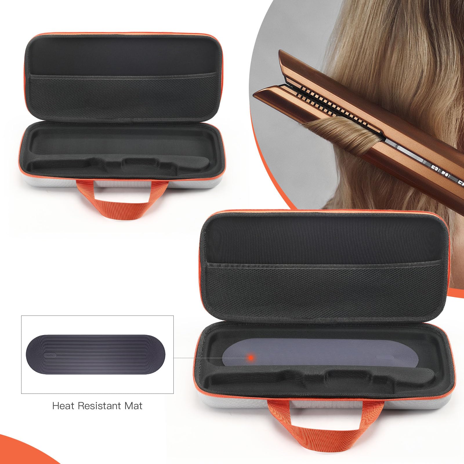 Funda rígida de transporte compatible con Dyson Airstrait Straightener HT01, almacenamiento seguro y protección para tu alisador de cabello y accesorios (azul)