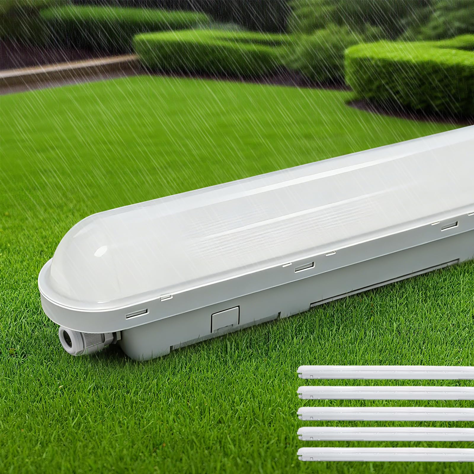 TONFFI 5 Stück LED Feuchtraumleuchte 150cm, 60W IP65 Feuchtraumlampe [7500LM, 6000K Kaltweiß] - Verknüpfbare Wannenleuchte für Bad, Keller, Garage, Werkstatt, Büro | Verbesserte Version