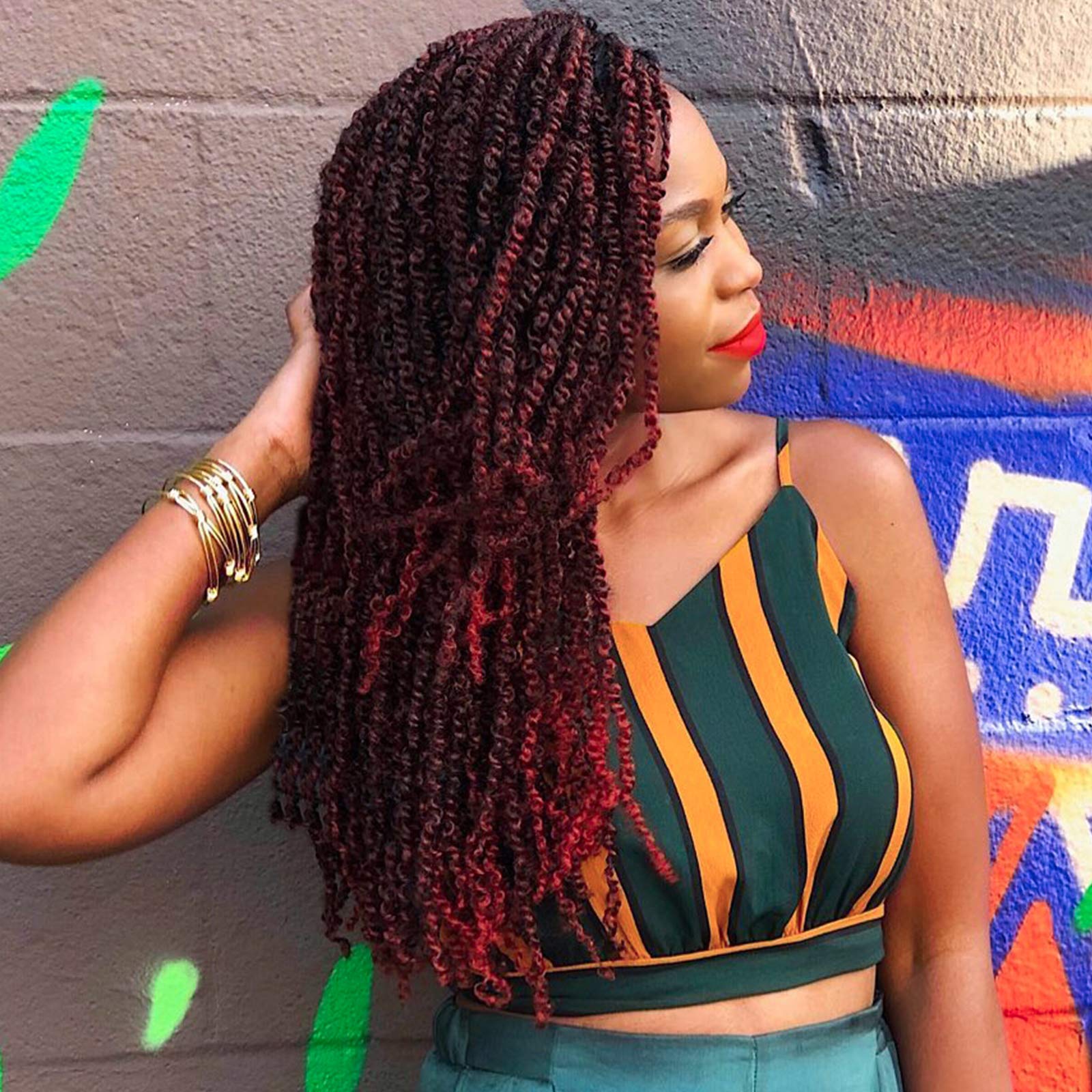 14 Inch Spring Twist Crochet Braids Hair for Butterfly Locs Bomb Twist Crochet Hair Beyond Beauty Ombre Colors Synthetic Fluffy Hair Extension 3 Packs