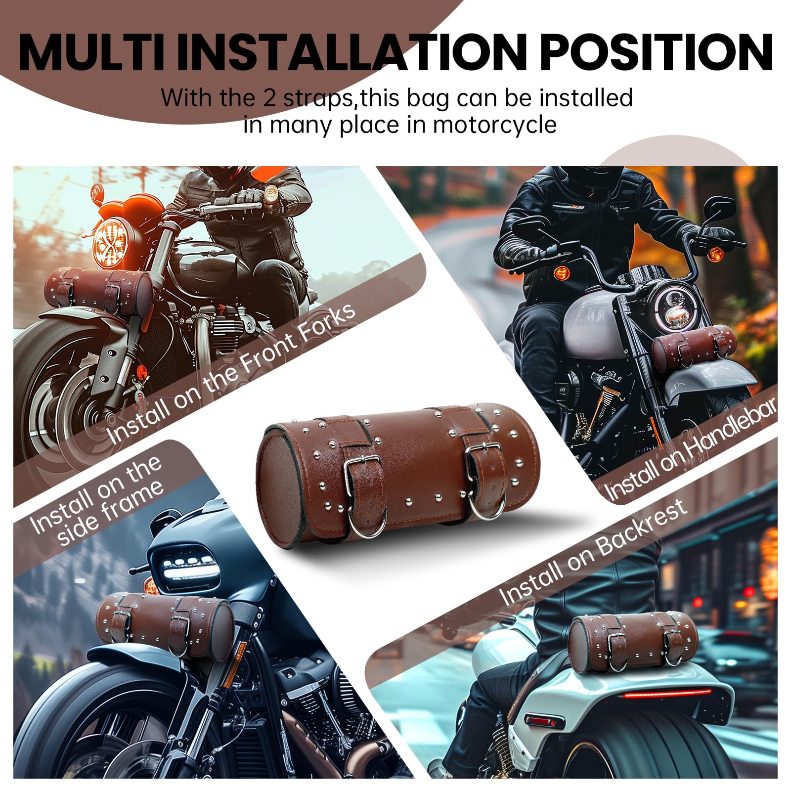 Borsa Manubrio Moto In Pelle PU - Stile Retrò, Impermeabile - Foto 7