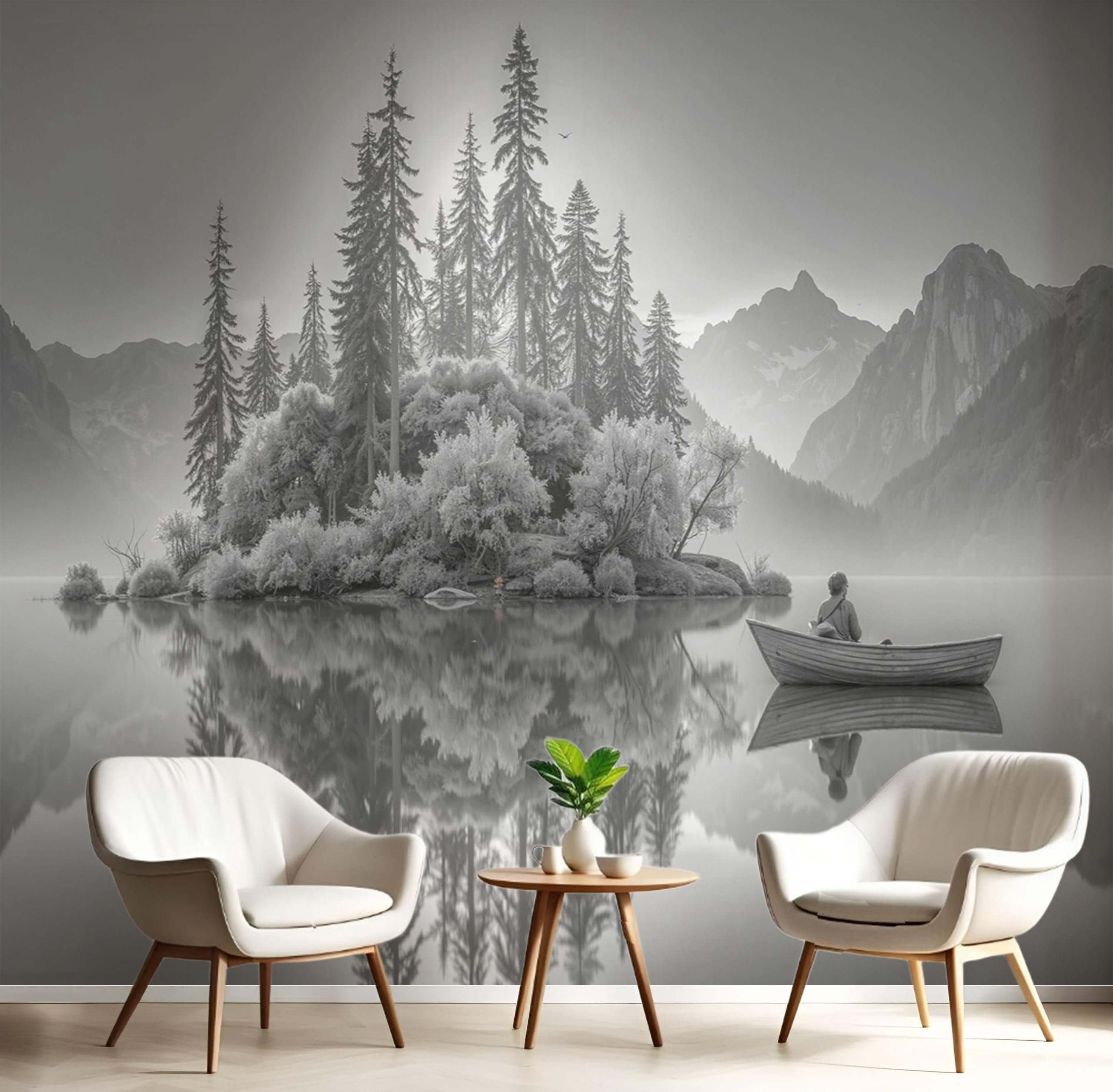 Papier peint panoramique haut de gamme 200x140 cm fresque murale artistique gris anthracite