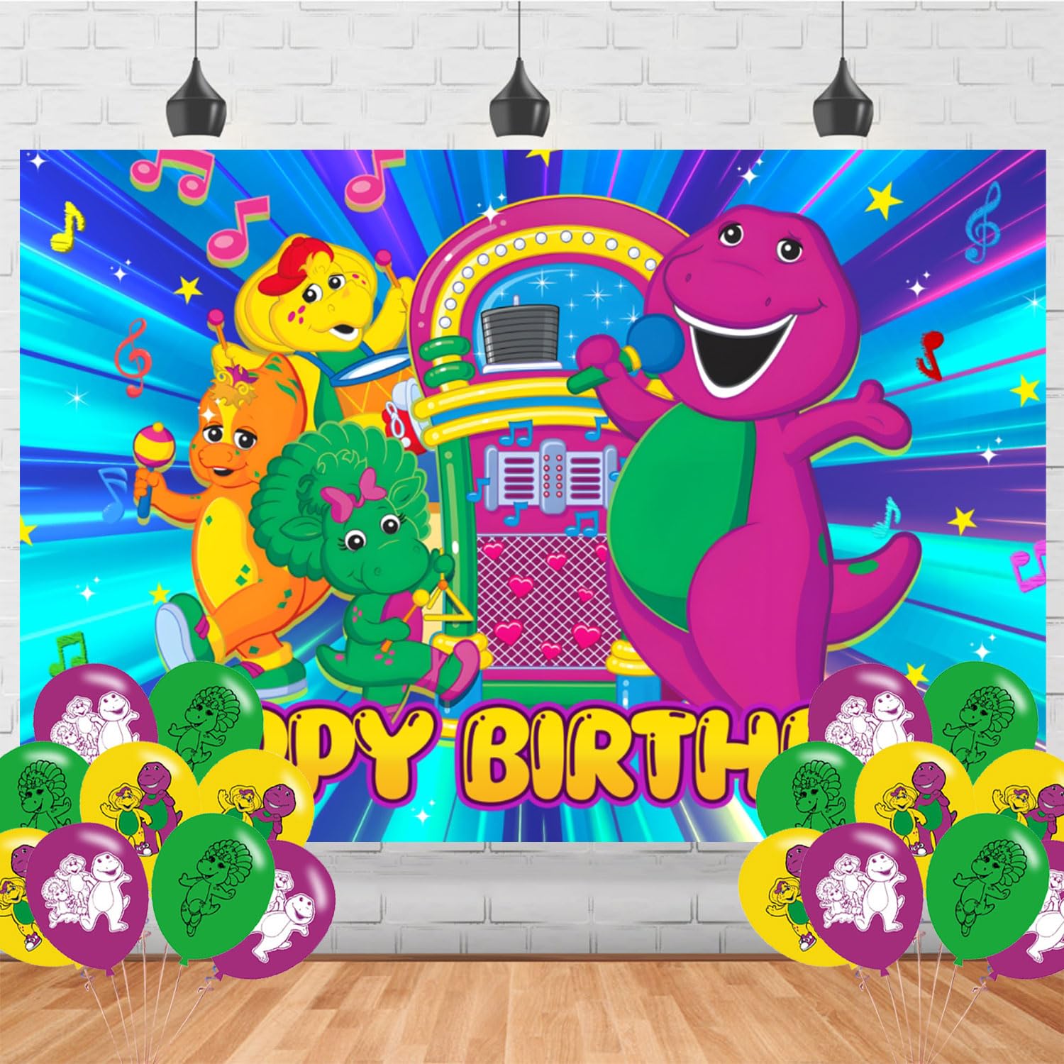 Barney and Friends Birthday Backdrop, Poster for Barney and Friends Theme Party Decorations Barney Birthday Supplies Background Studio Shoot Photo Props