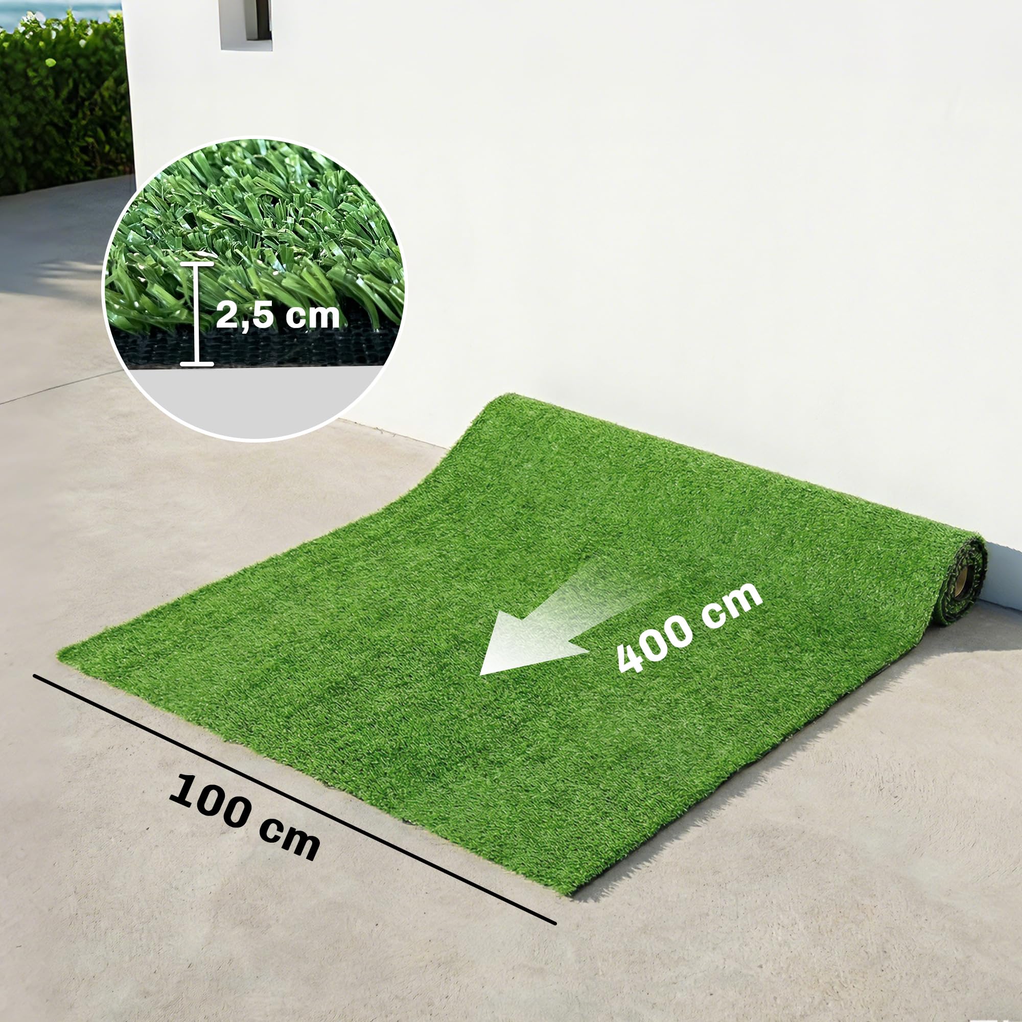Outsunny Césped Artificial 1m x 4m, Alfombra Césped Artificial con Altura de Hierba 10 mm, Drenaje Automático, para Jardín, Terraza, Patio, Balcón, Interior y Exterior, Verde
