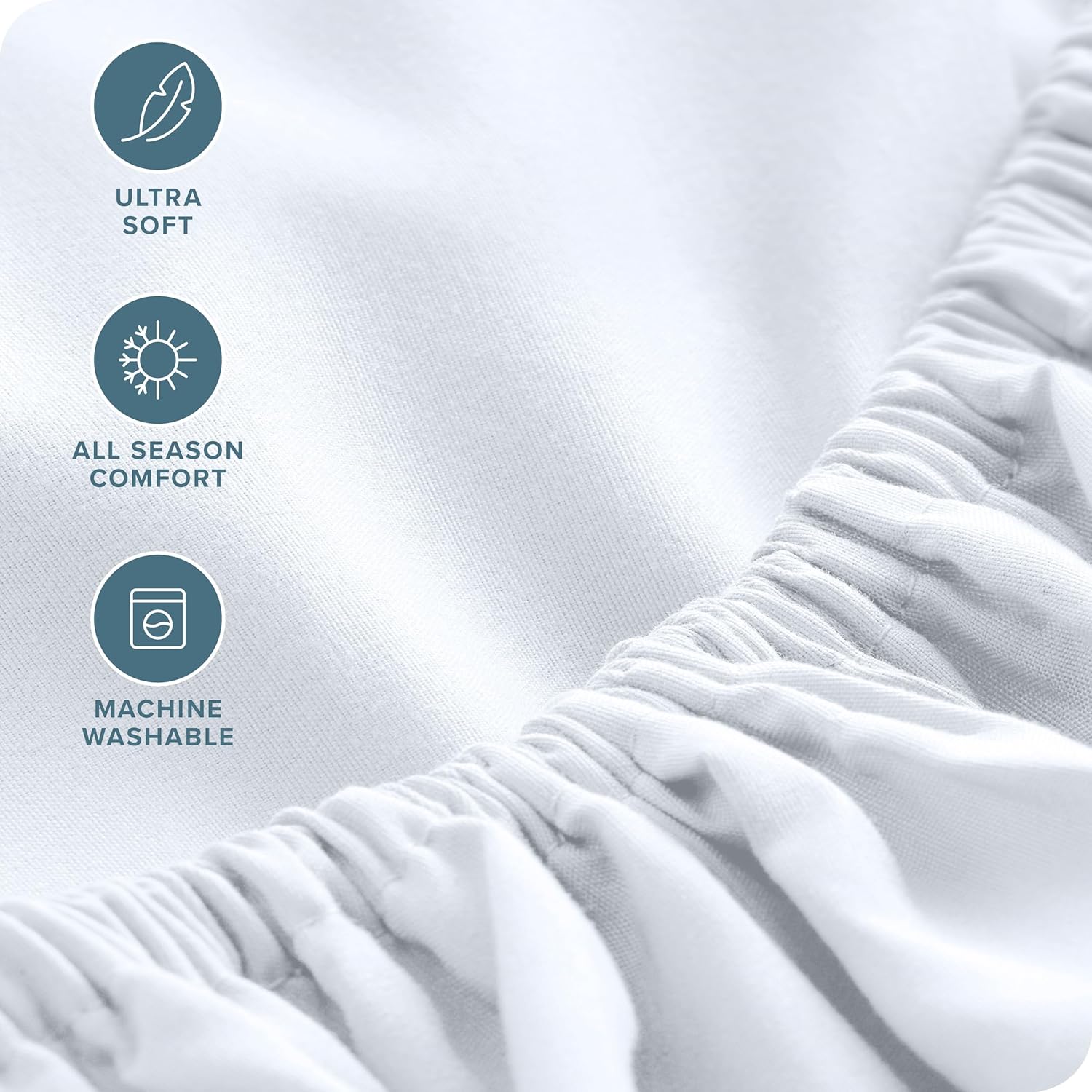 Bare Home Fitted Bottom Sheet King - Dual Pocket - Premium 1800 Microfiber - Ultra-Soft Wrinkle Free - Deep Pocket (King, White)