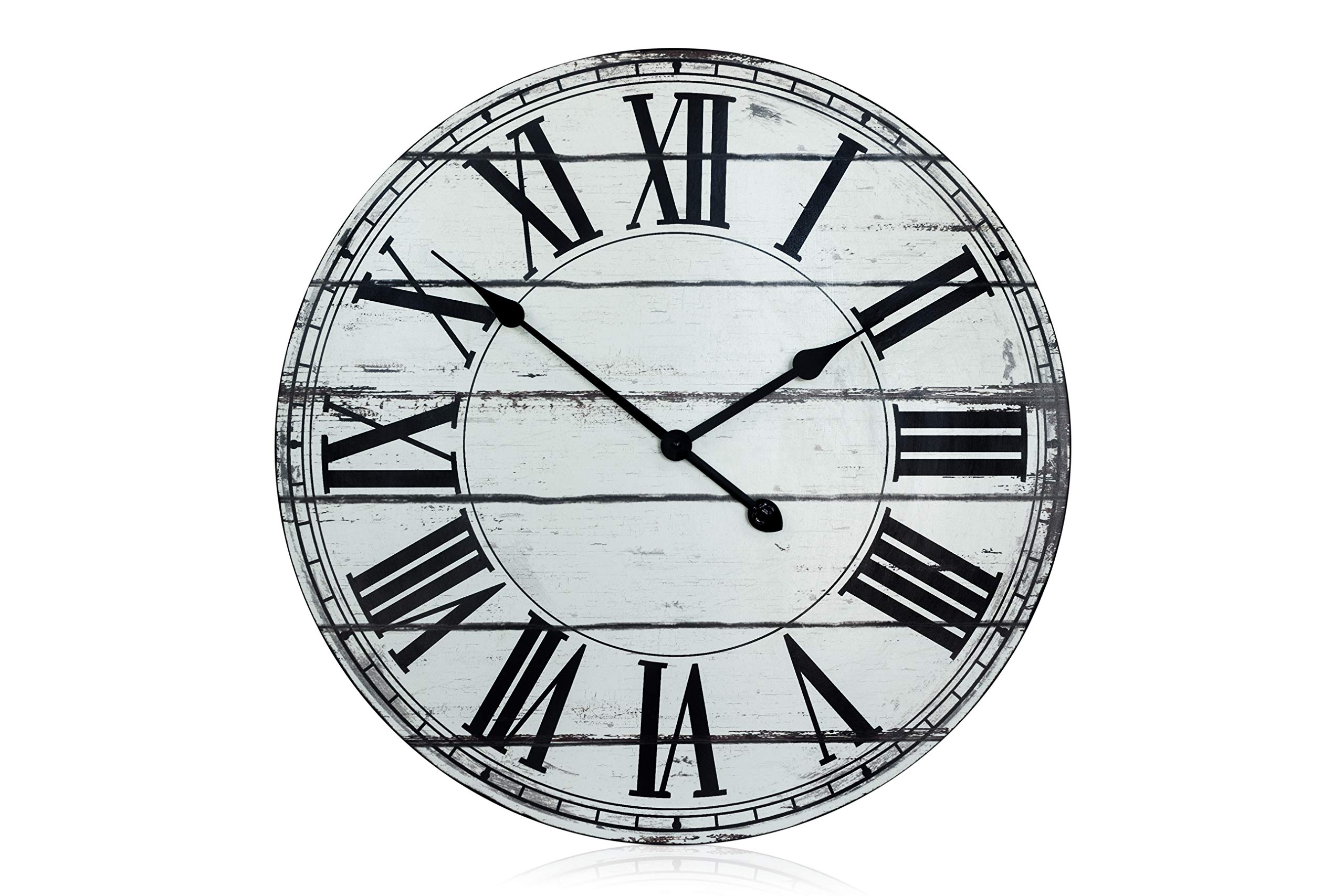 Nora Lane Co. Oversized 24" Rustic White and Black Decorative Wall Clock