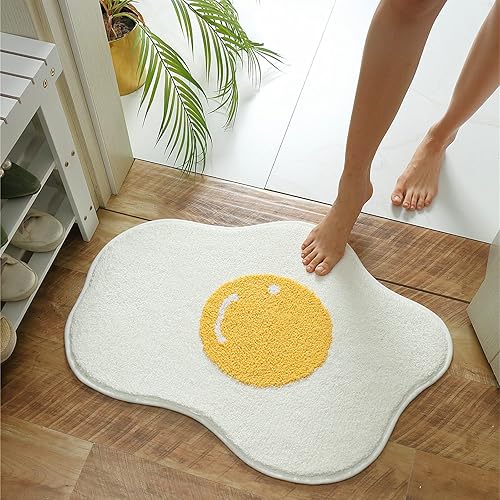 Miniatura 7 de UKELER Alfombra de baño de 29.5 x 21.6 pulgadas, suave y bonita forma de huevo, tapete de baño antideslizante y esponjoso para decoración de baño,