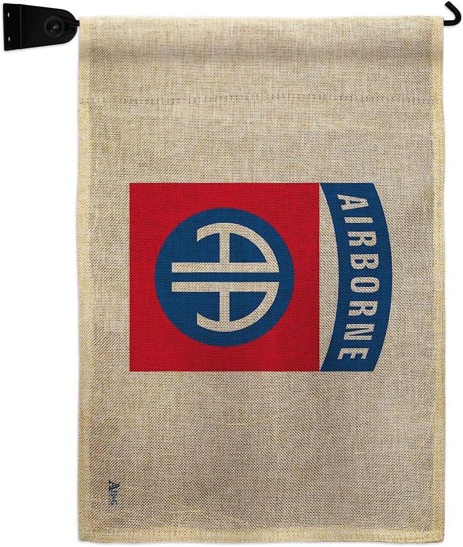 82nd Airborne Burlap Burlap Garden Flag Set Wall Holder Armed Forces Army Rangers United State American Military Veteran Retire Official Small Gift Yard House Banner Double-Sided Made In USA 13 X 18.5