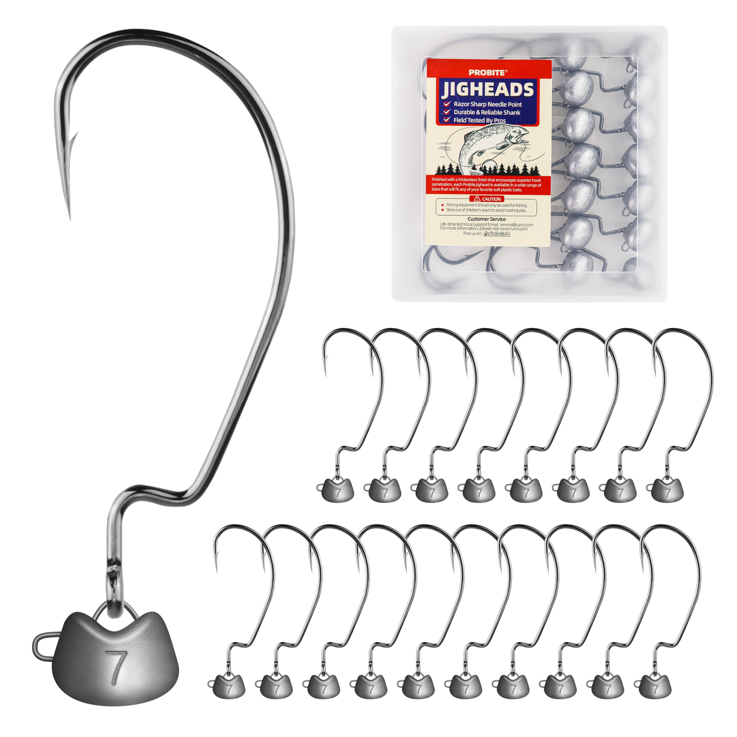 Probite Swing Weedless Ned Rig Jig Heads - 20pcs Weedless Jig Head Hooks for Bass Fishing, Ideal for Ned Rig Baits, Durable Jigheads for Fishing,