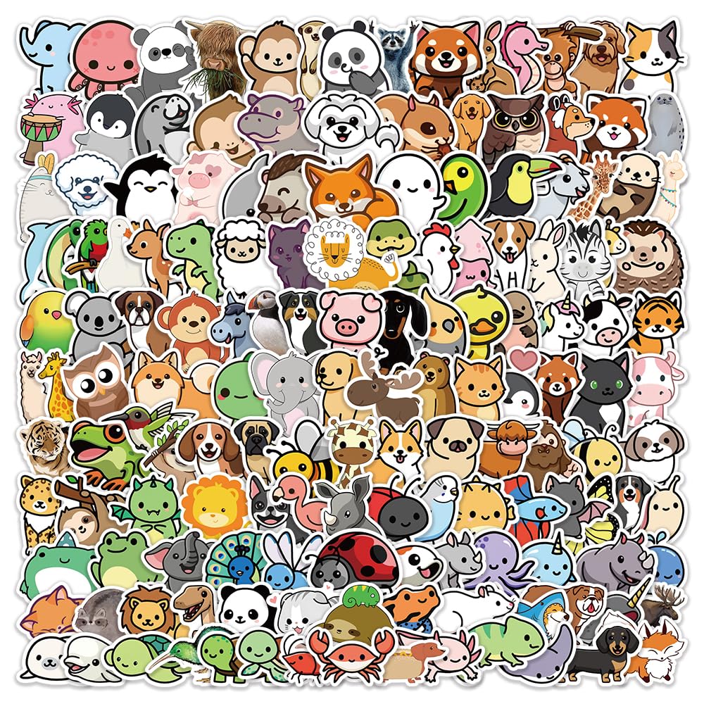 150 PCS Animal & Anime Stickers for Water Bottles, Kids, Adults - Waterproof Vinyl Decals for Laptop, Skateboard, Classroom Prizes, Gift