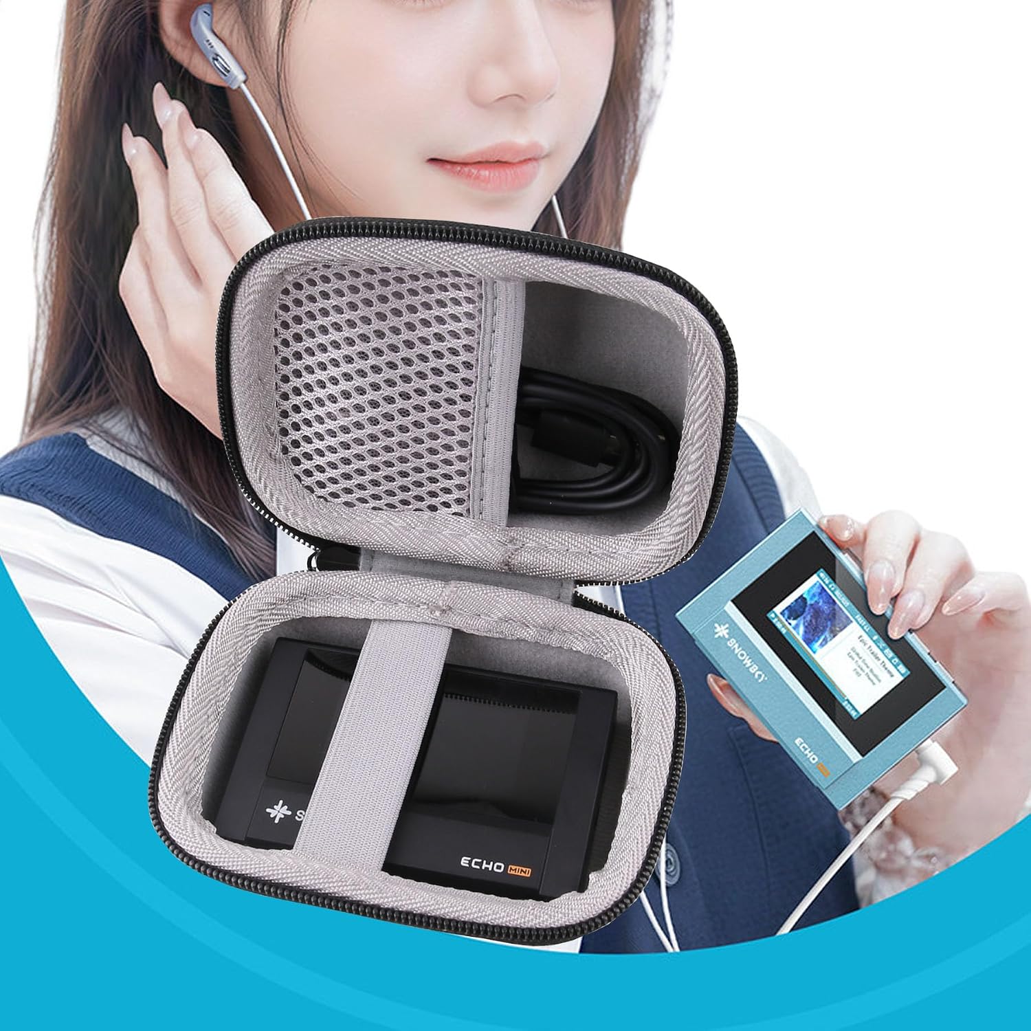 Hard Carrying Case Compatible with FiiO Echo Retro Hi-Res,for SnowSky/FiiO Echo MINI HiFi Bluetooth MP3 Player (Black)