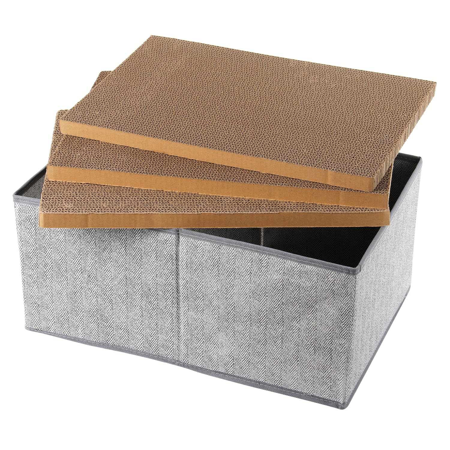 Kichwit Almohadillas rascadoras para gatos, 3 piezas de cartón rascador para gatos con una caja, tabla de rascar reversible para gatos (grande)