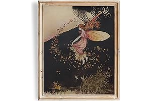 Tranquil Autumn Fairy Illustration: Vibrant Fall Farmhouse Decor