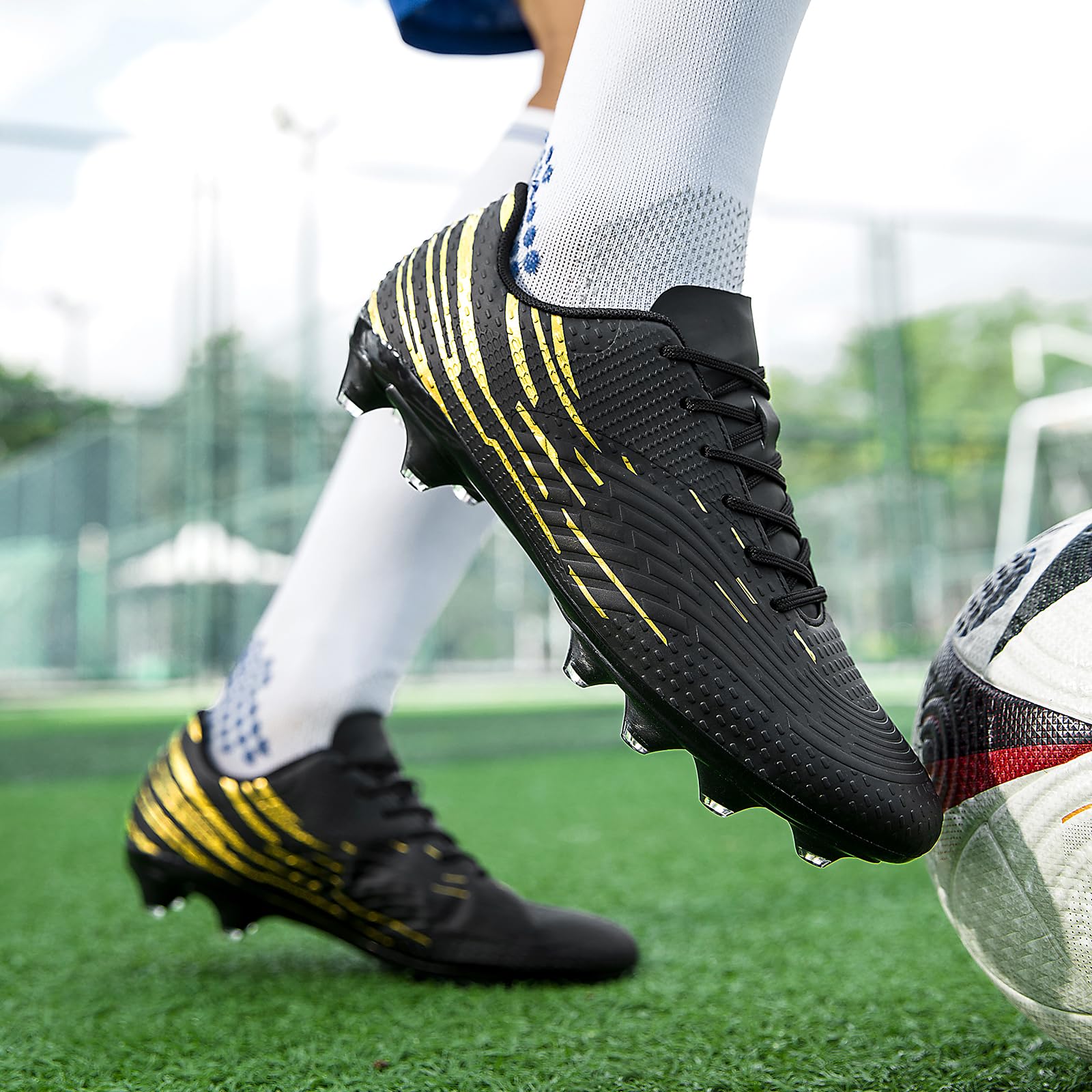 DimaiGlobal Scarpe da Calcio con Tacchetti​​ Uomo Donna Professionali Scarpe da Calcetto per Prato Artificiale Futsal e Allenamento per Interno/Esterno - Antiscivolo Junior