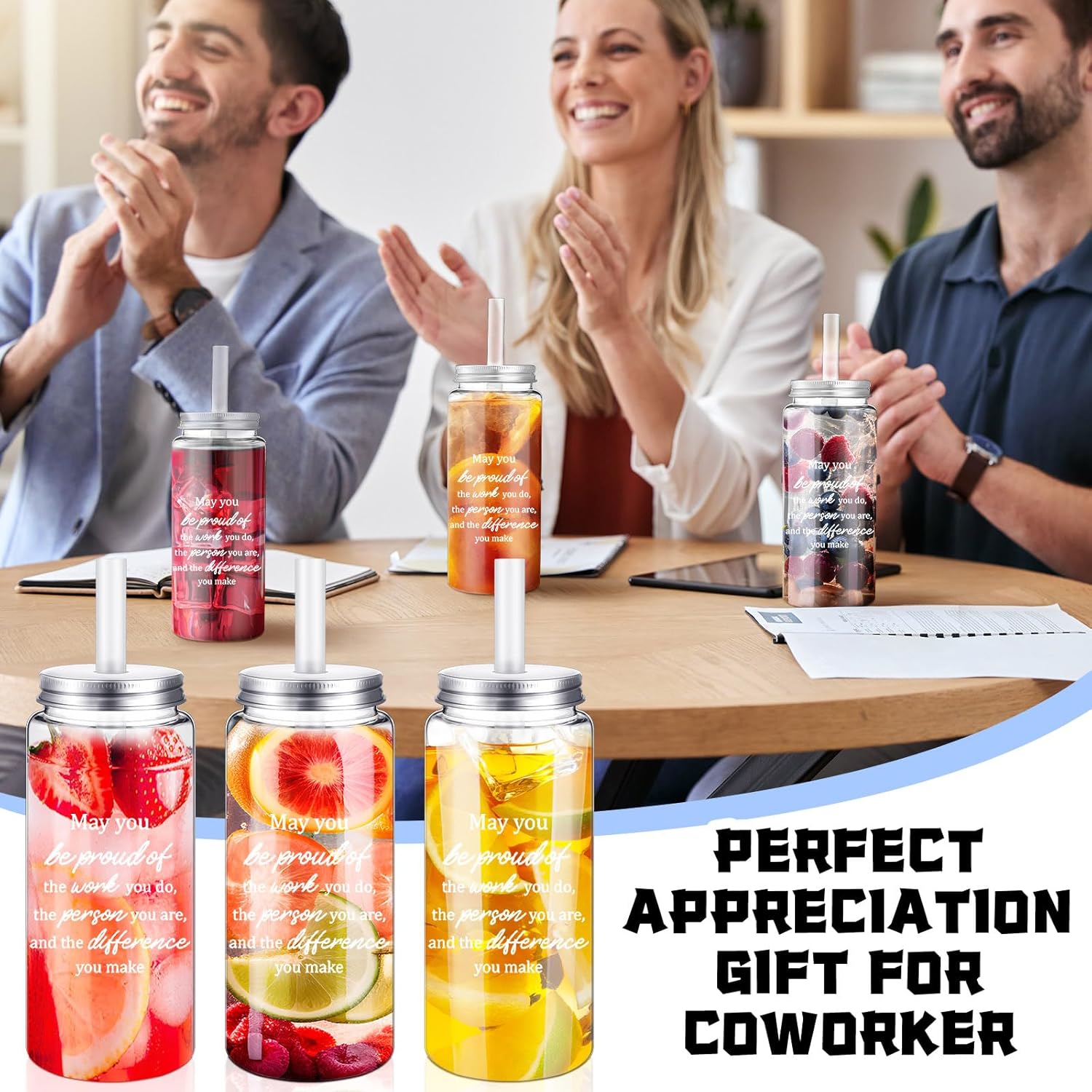 Yetene12 Pcs Teacher Appreciation Gifts Bulk 14 oz Inspirational Plastic Cup with Lid Straw Employee Appreciation Gifts Tumbler for Men Women Coworker(Being Proud) - Image 5