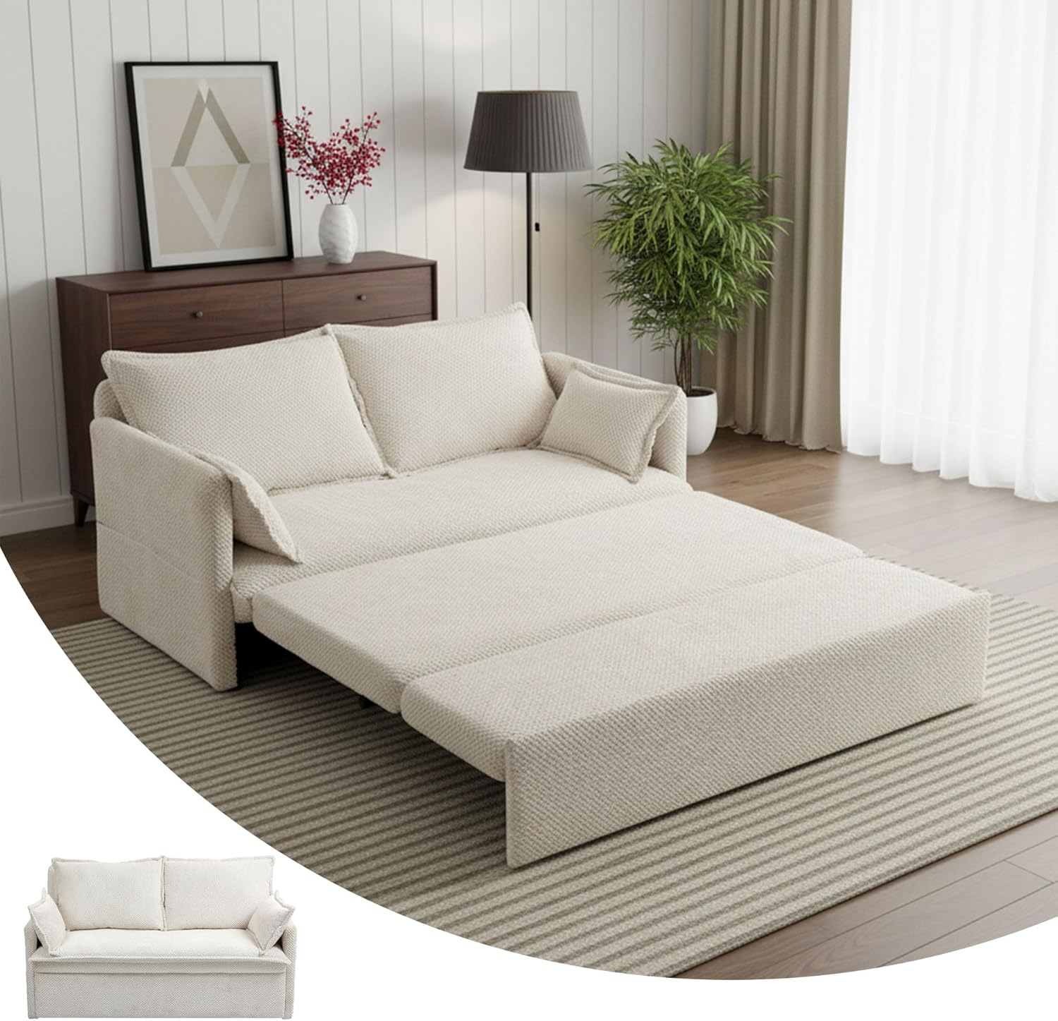 3 in 1 King Size Sofa Bed-73.6" Convertible Sofa Bed with USB/C-Type Charging Ports,Corduroy Sleeper Sofas with Side Pockets,Loveseat Chaise Lounge for Living Room,Bedroom,Apartments,Grey
